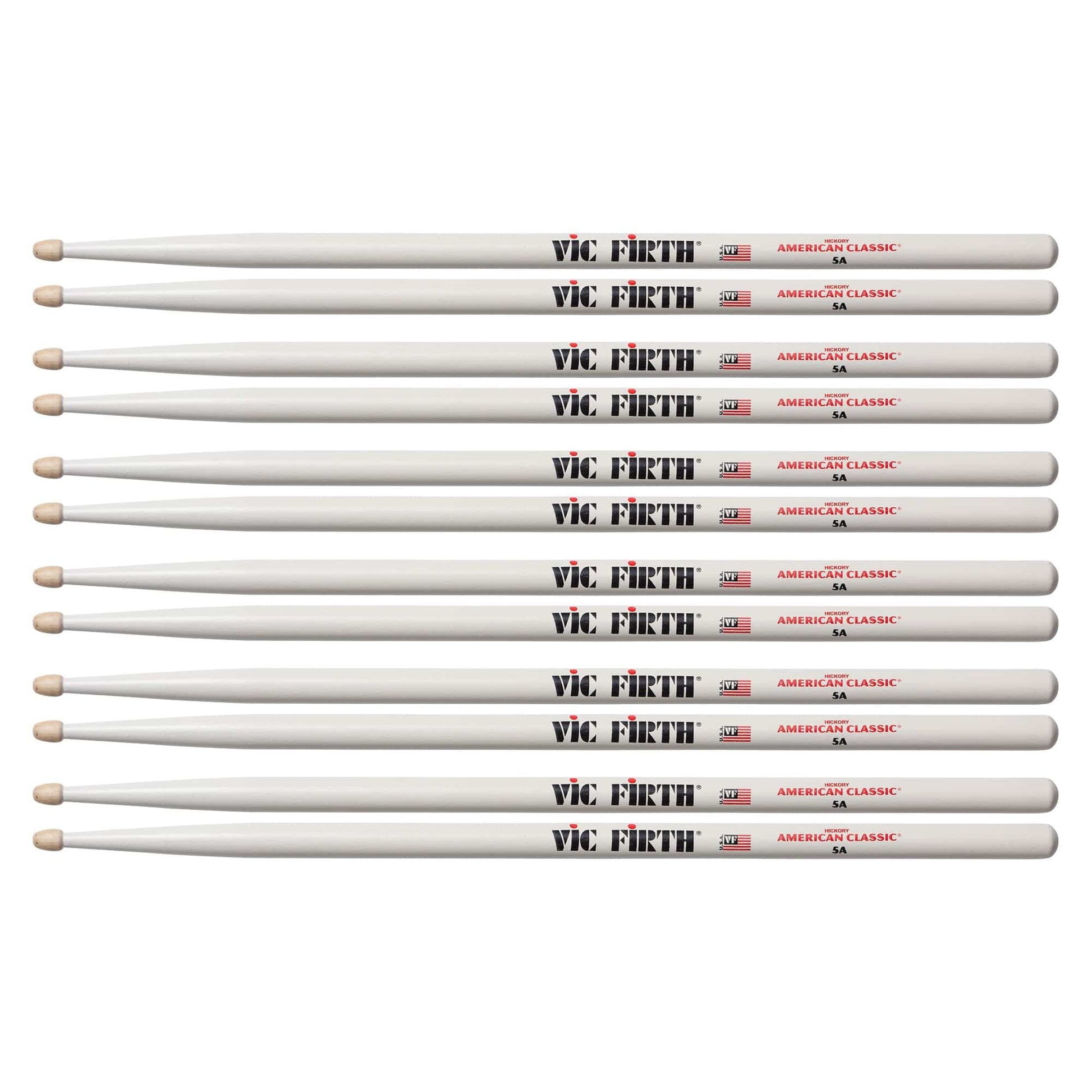 Vic Firth American Classic White 5A Wood Tip Drum Sticks (6 Pair Bundle) Drums and Percussion / Parts and Accessories / Drum Sticks and Mallets