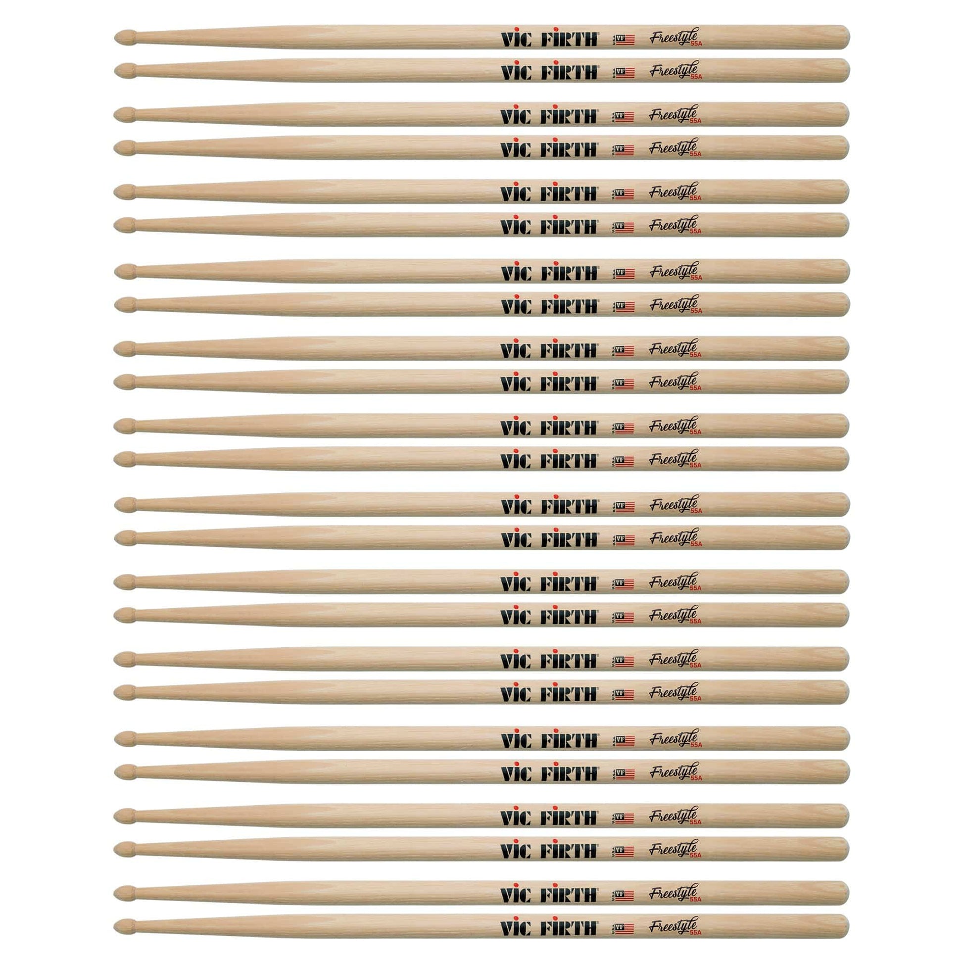 Vic Firth American Concept Freestyle 55A Wood Tip Drum Sticks (12 Pair Bundle) Drums and Percussion / Parts and Accessories / Drum Sticks and Mallets