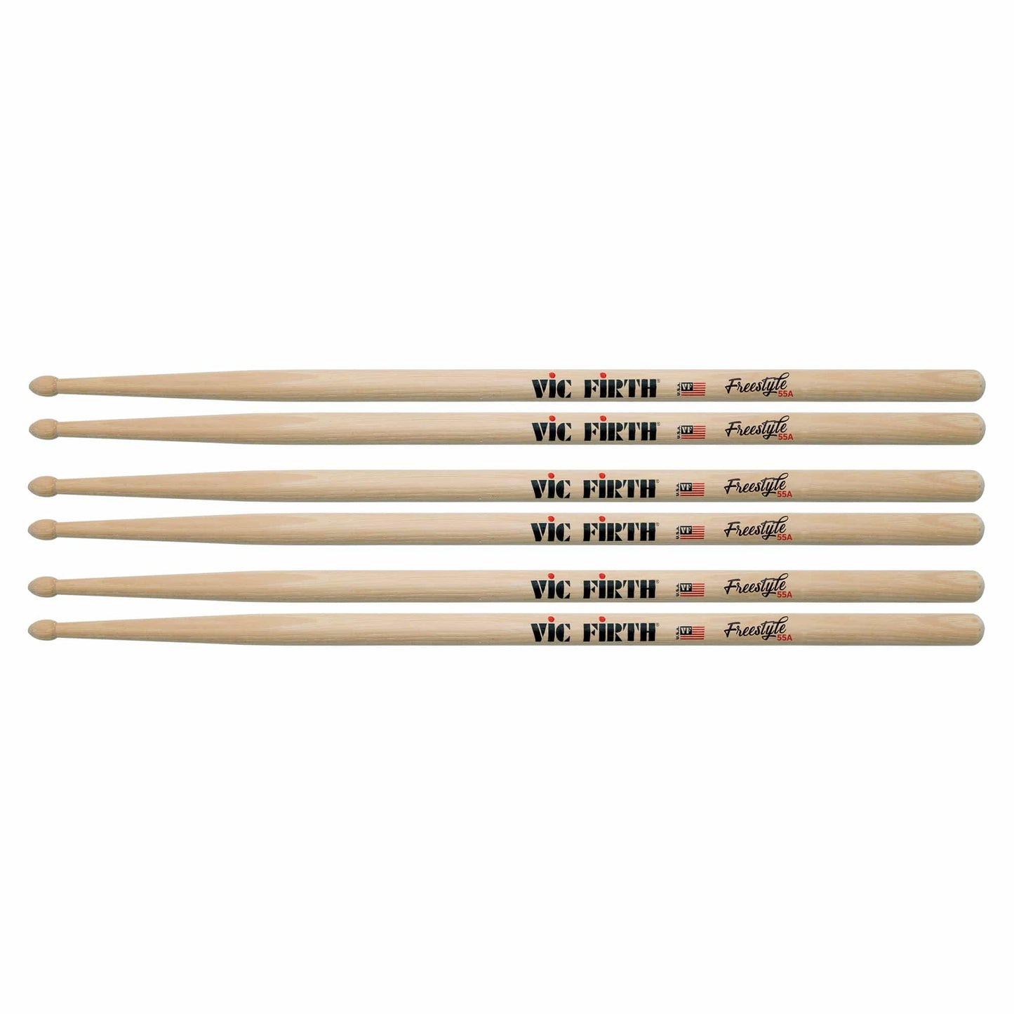Vic Firth American Concept Freestyle 55A Wood Tip Drum Sticks (3 Pair Bundle) Drums and Percussion / Parts and Accessories / Drum Sticks and Mallets