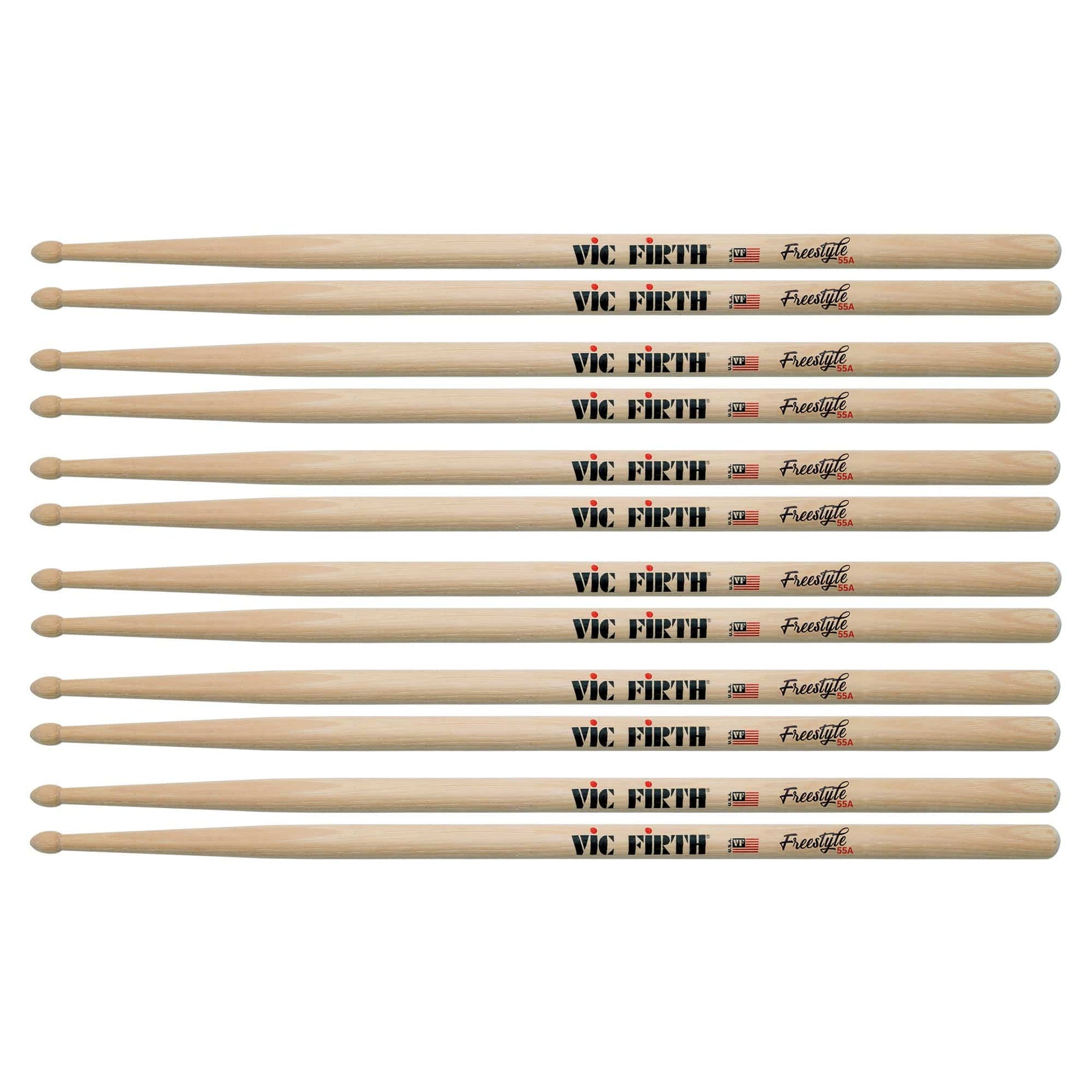 Vic Firth American Concept Freestyle 55A Wood Tip Drum Sticks (6 Pair Bundle) Drums and Percussion / Parts and Accessories / Drum Sticks and Mallets