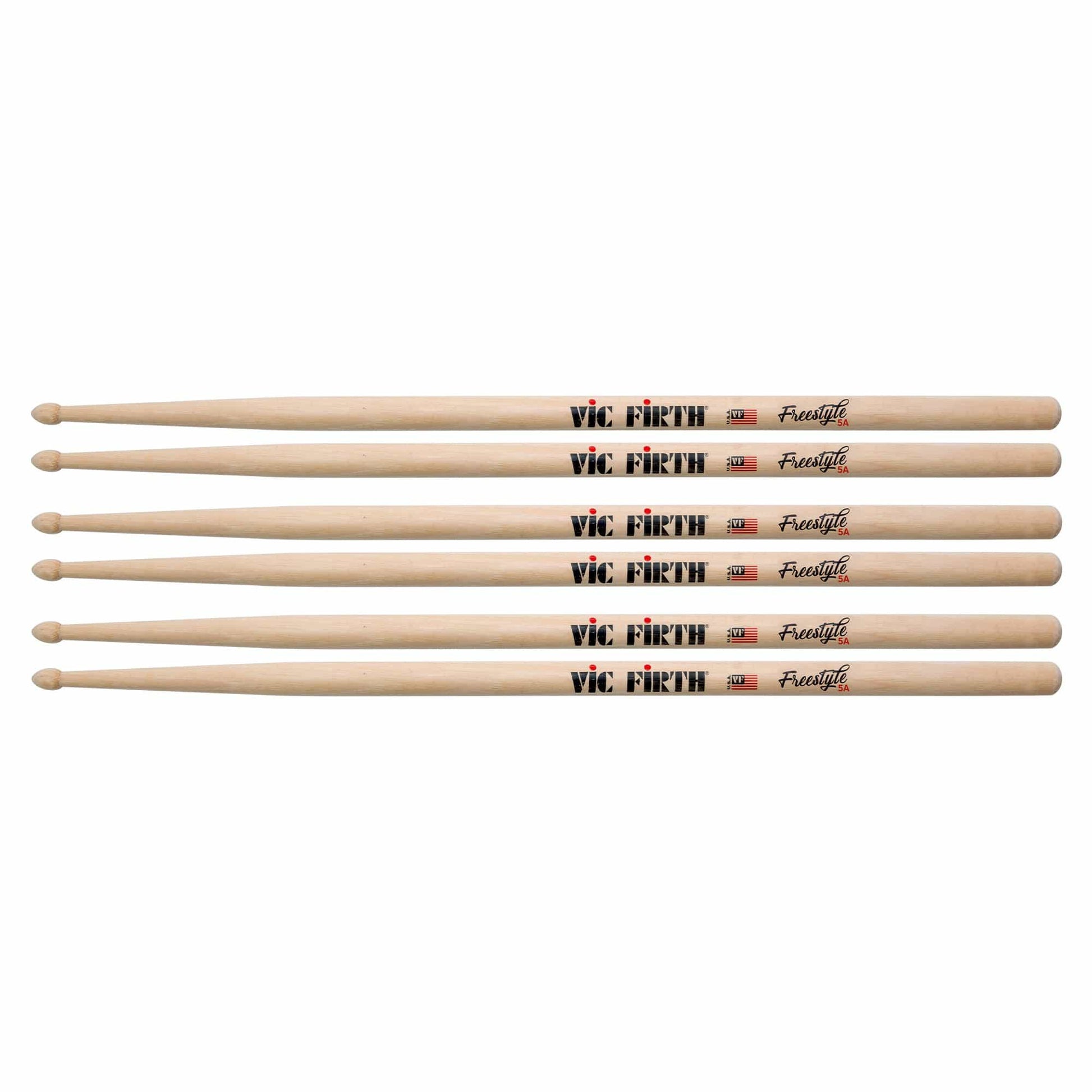 Vic Firth American Concept Freestyle 5A Wood Tip Drum Sticks (3 Pair Bundle) Drums and Percussion / Parts and Accessories / Drum Sticks and Mallets