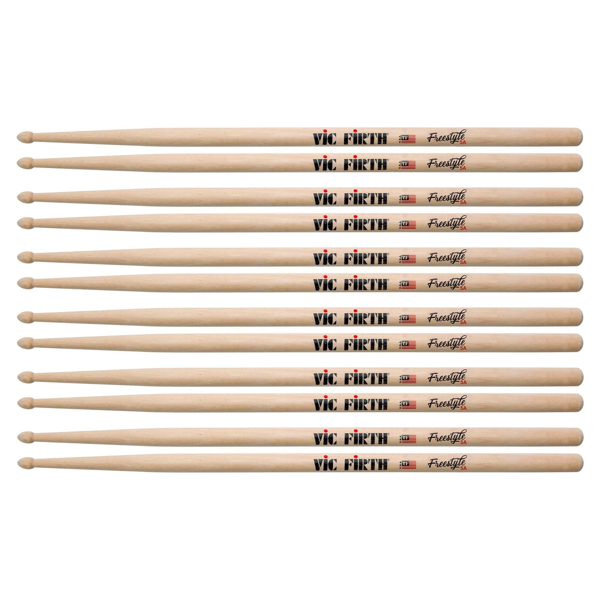 Vic Firth American Concept Freestyle 5A Wood Tip Drum Sticks (6 Pair Bundle) Drums and Percussion / Parts and Accessories / Drum Sticks and Mallets