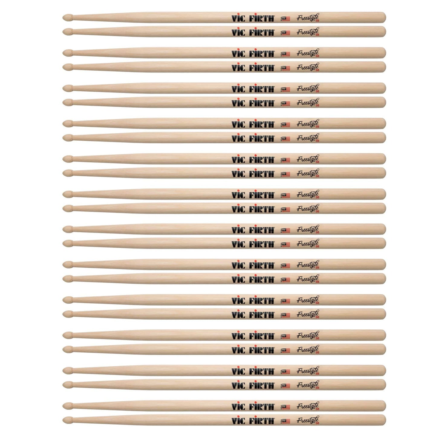 Vic Firth American Concept Freestyle 5B Wood Tip Drum Sticks (12 Pair Bundle) Drums and Percussion / Parts and Accessories / Drum Sticks and Mallets