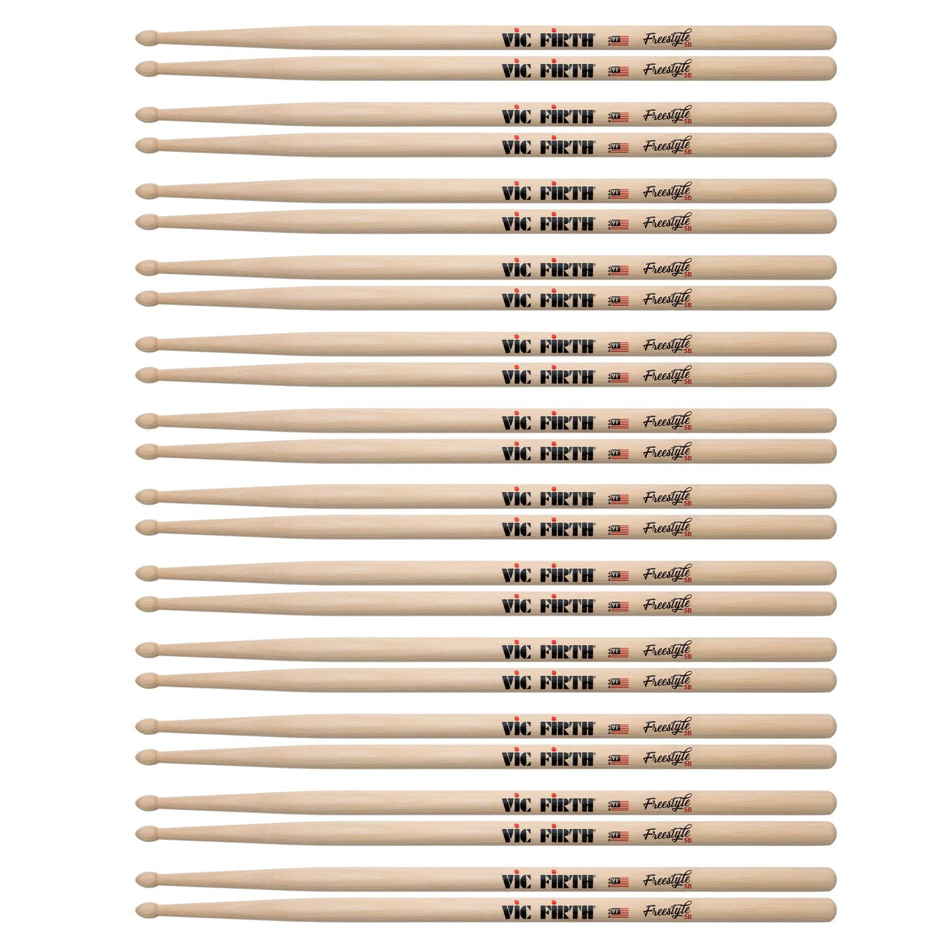 Vic Firth American Concept Freestyle 5B Wood Tip Drum Sticks (12 Pair Bundle) Drums and Percussion / Parts and Accessories / Drum Sticks and Mallets