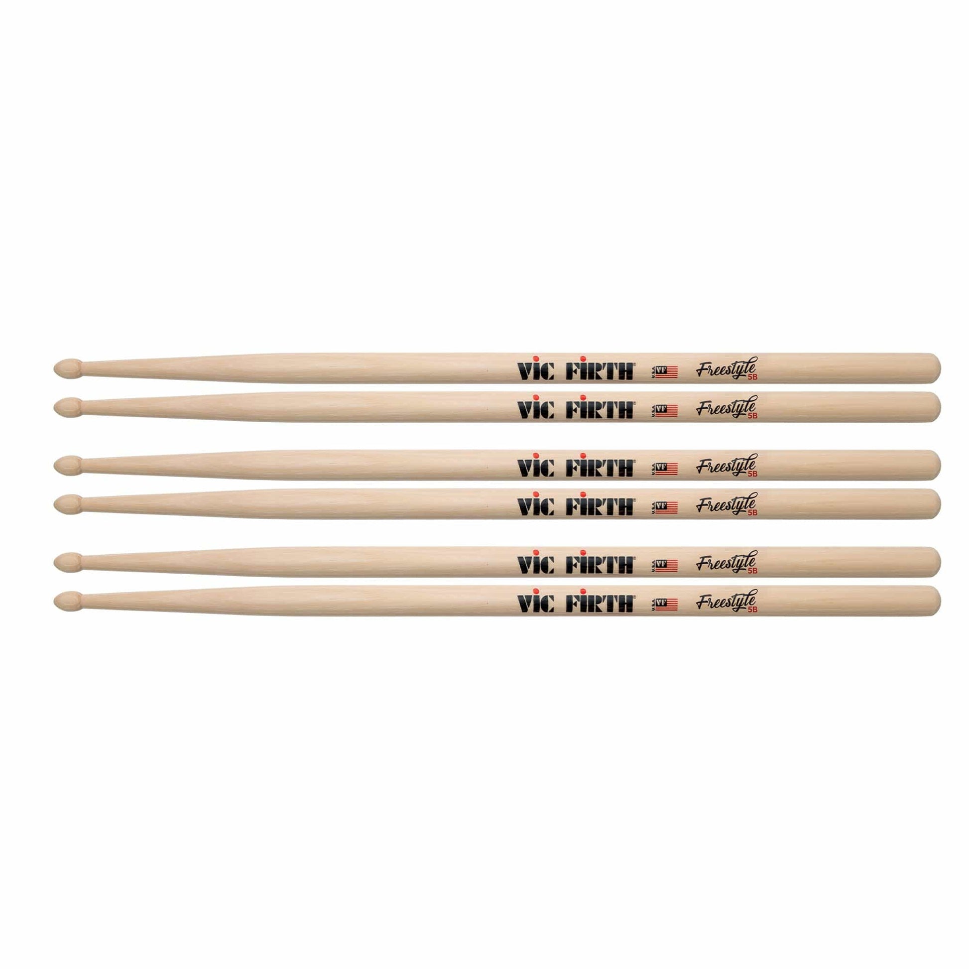 Vic Firth American Concept Freestyle 5B Wood Tip Drum Sticks (3 Pair Bundle) Drums and Percussion / Parts and Accessories / Drum Sticks and Mallets