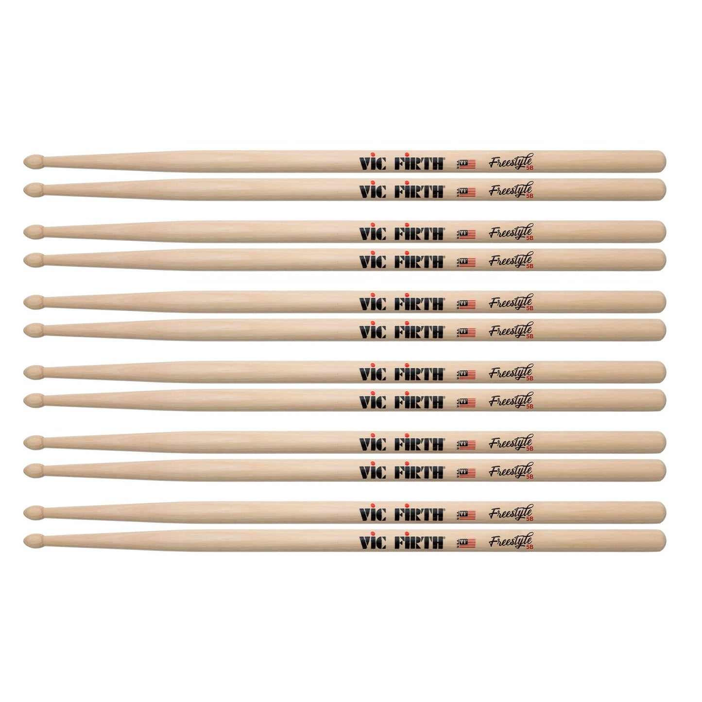 Vic Firth American Concept Freestyle 5B Wood Tip Drum Sticks (6 Pair Bundle) Drums and Percussion / Parts and Accessories / Drum Sticks and Mallets