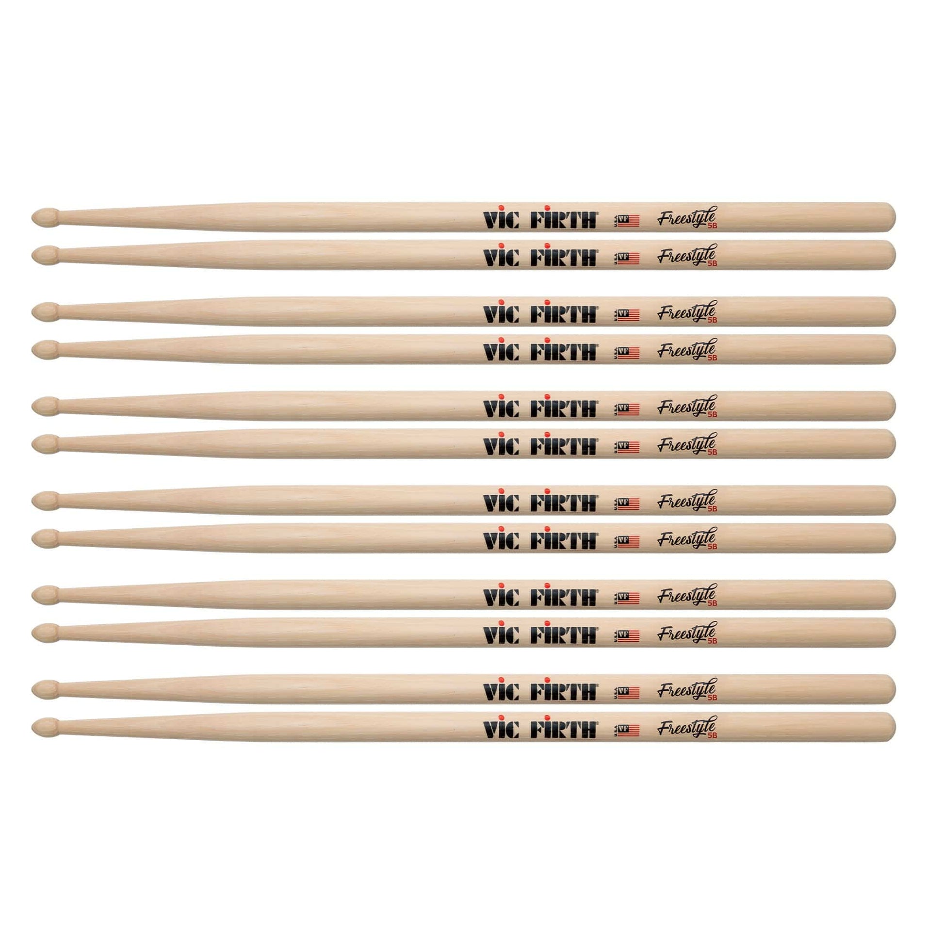 Vic Firth American Concept Freestyle 5B Wood Tip Drum Sticks (6 Pair Bundle) Drums and Percussion / Parts and Accessories / Drum Sticks and Mallets