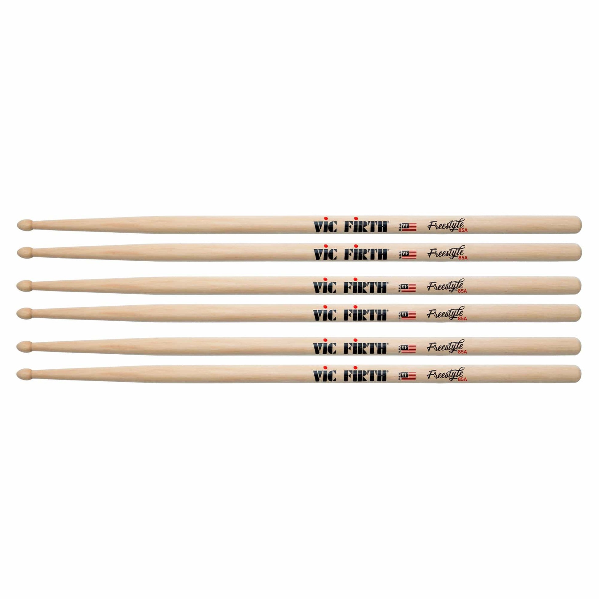 Vic Firth American Concept Freestyle 85A Wood Tip Drum Sticks (3 Pair Bundle) Drums and Percussion / Parts and Accessories / Drum Sticks and Mallets