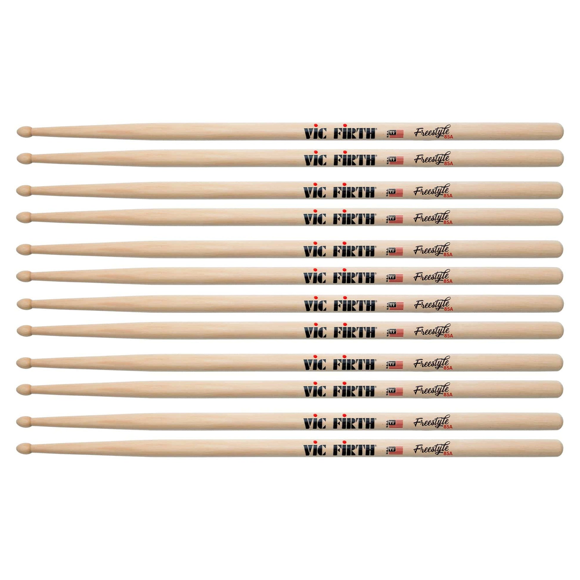 Vic Firth American Concept Freestyle 85A Wood Tip Drum Sticks (6 Pair Bundle) Drums and Percussion / Parts and Accessories / Drum Sticks and Mallets