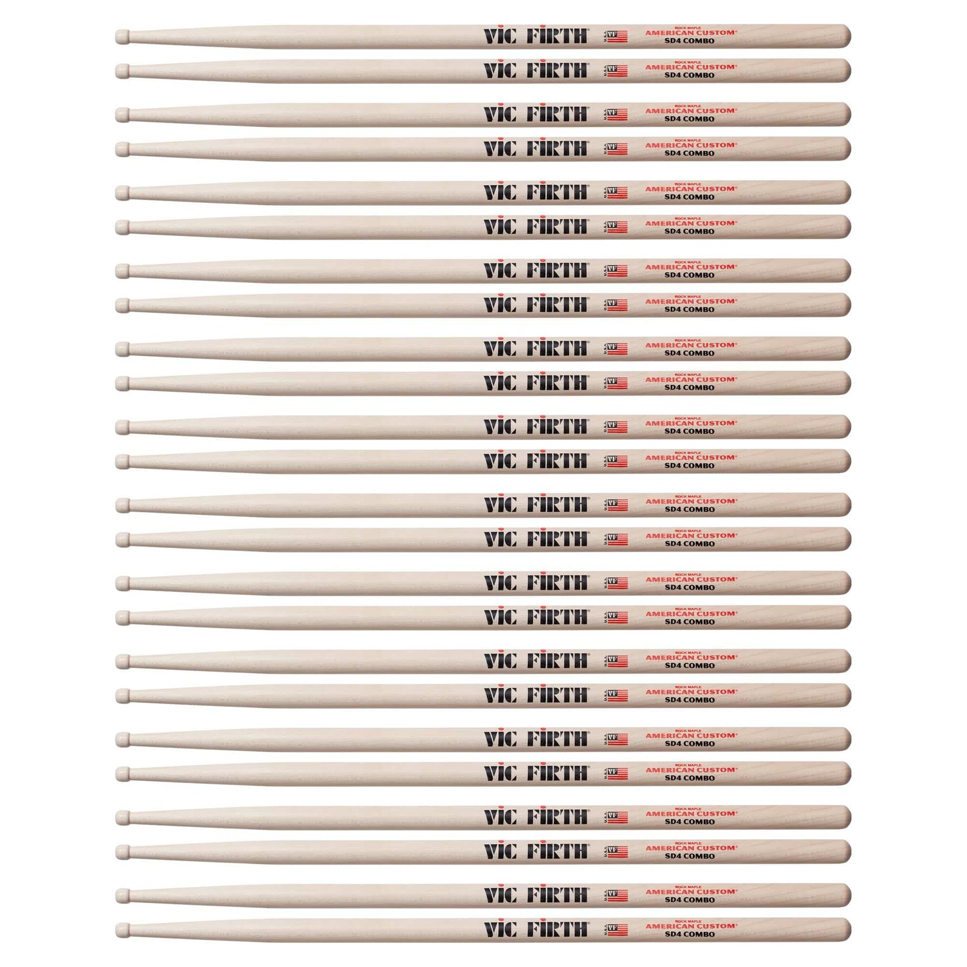 Vic Firth American Custom SD4 Combo Drum Sticks (12 Pair Bundle) Drums and Percussion / Parts and Accessories / Drum Sticks and Mallets