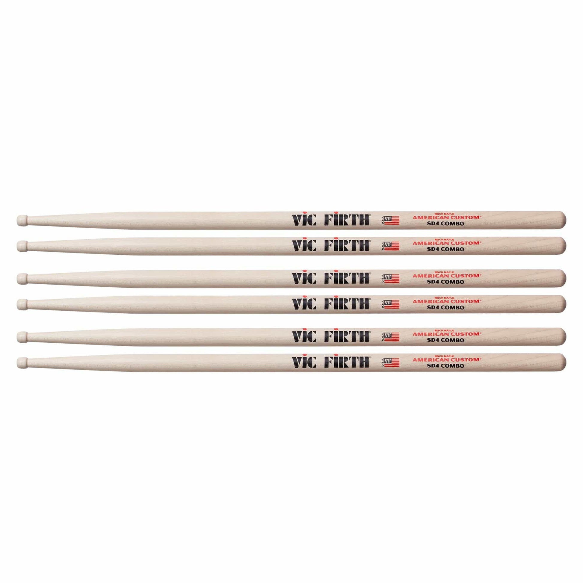 Vic Firth American Custom SD4 Combo Drum Sticks (3 Pair Bundle) Drums and Percussion / Parts and Accessories / Drum Sticks and Mallets
