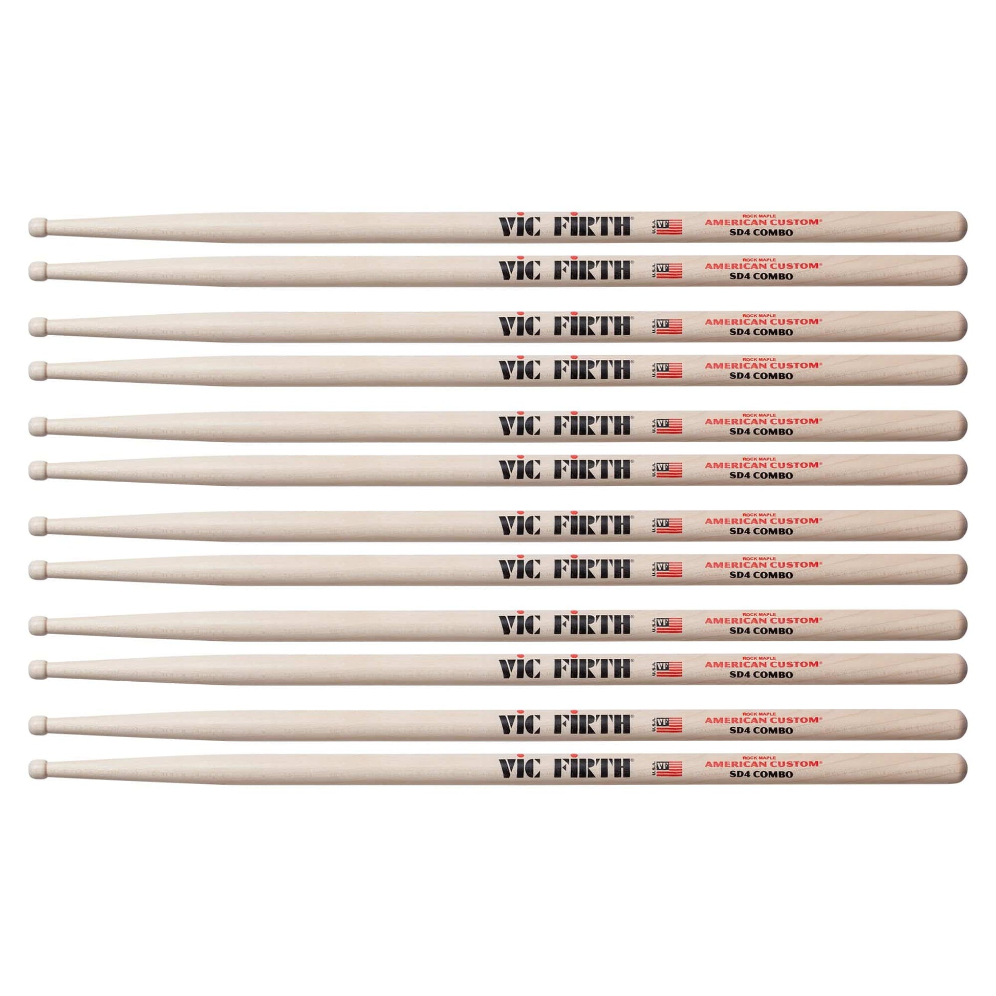 Vic Firth American Custom SD4 Combo Drum Sticks (6 Pair Bundle) Drums and Percussion / Parts and Accessories / Drum Sticks and Mallets