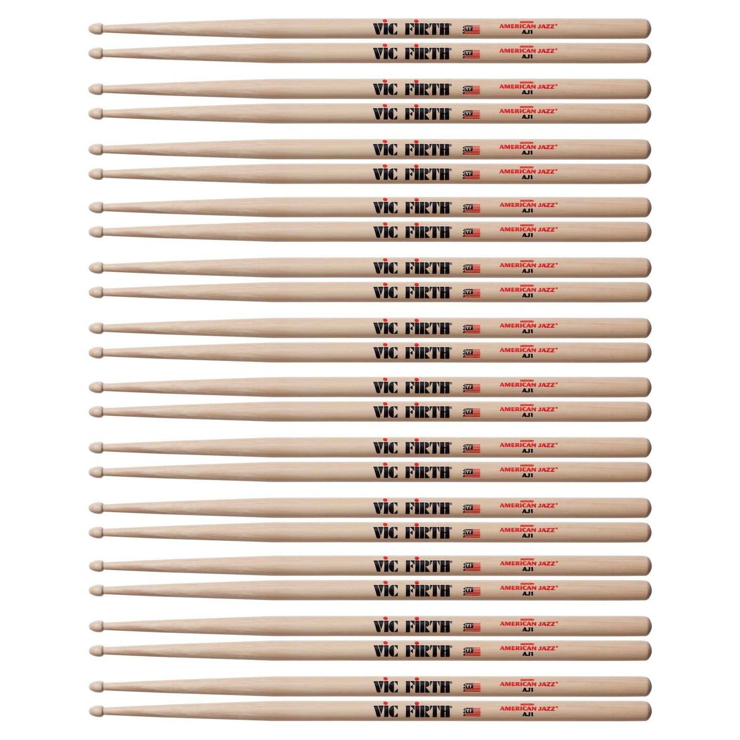 Vic Firth American Jazz AJ1 Wood Tip Drum Sticks (12 Pair Bundle) Drums and Percussion / Parts and Accessories / Drum Sticks and Mallets
