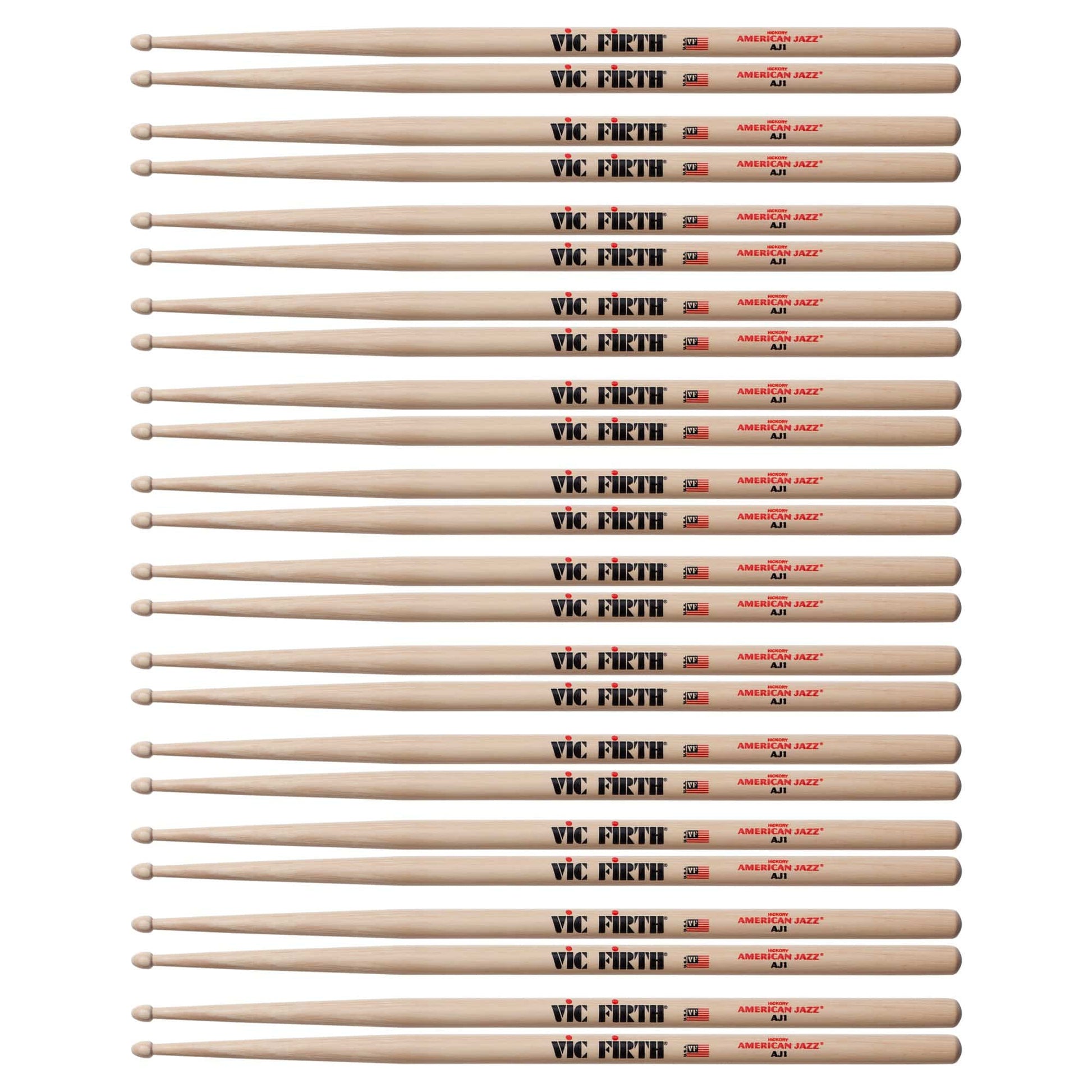 Vic Firth American Jazz AJ1 Wood Tip Drum Sticks (12 Pair Bundle) Drums and Percussion / Parts and Accessories / Drum Sticks and Mallets
