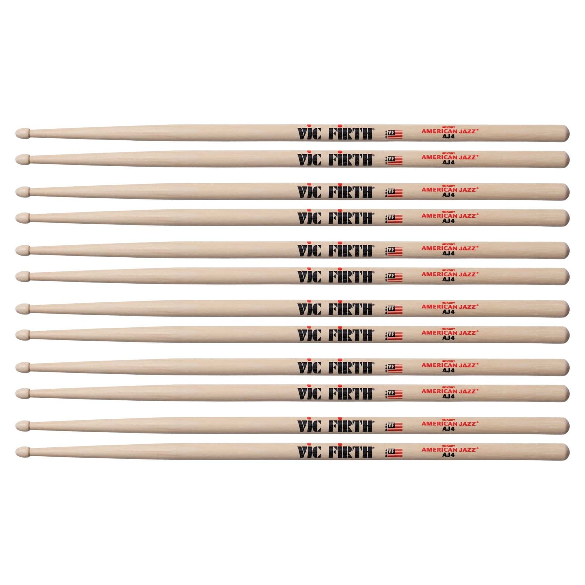 Vic Firth American Jazz AJ4 Wood Tip Drum Sticks (6 Pair Bundle) Drums and Percussion / Parts and Accessories / Drum Sticks and Mallets