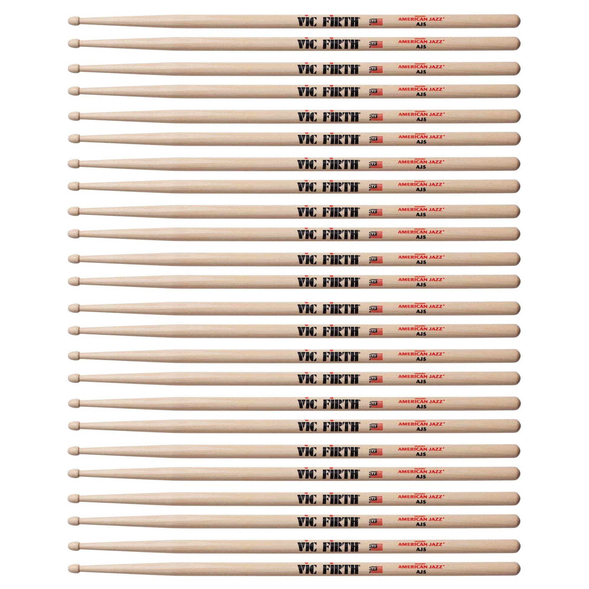Vic Firth American Jazz AJ5 Wood Tip Drum Sticks (12 Pair Bundle) Drums and Percussion / Parts and Accessories / Drum Sticks and Mallets