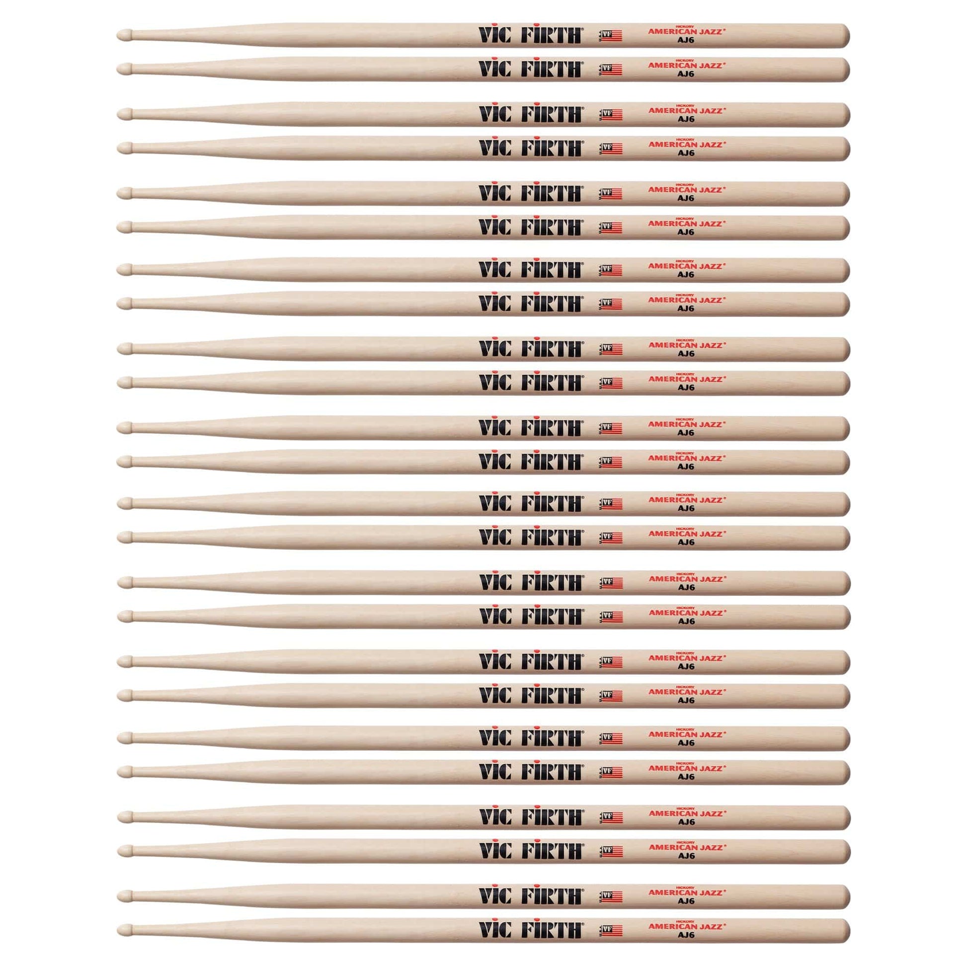 Vic Firth American Jazz AJ6 Wood Tip Drum Sticks (12 Pair Bundle) Drums and Percussion / Parts and Accessories / Drum Sticks and Mallets