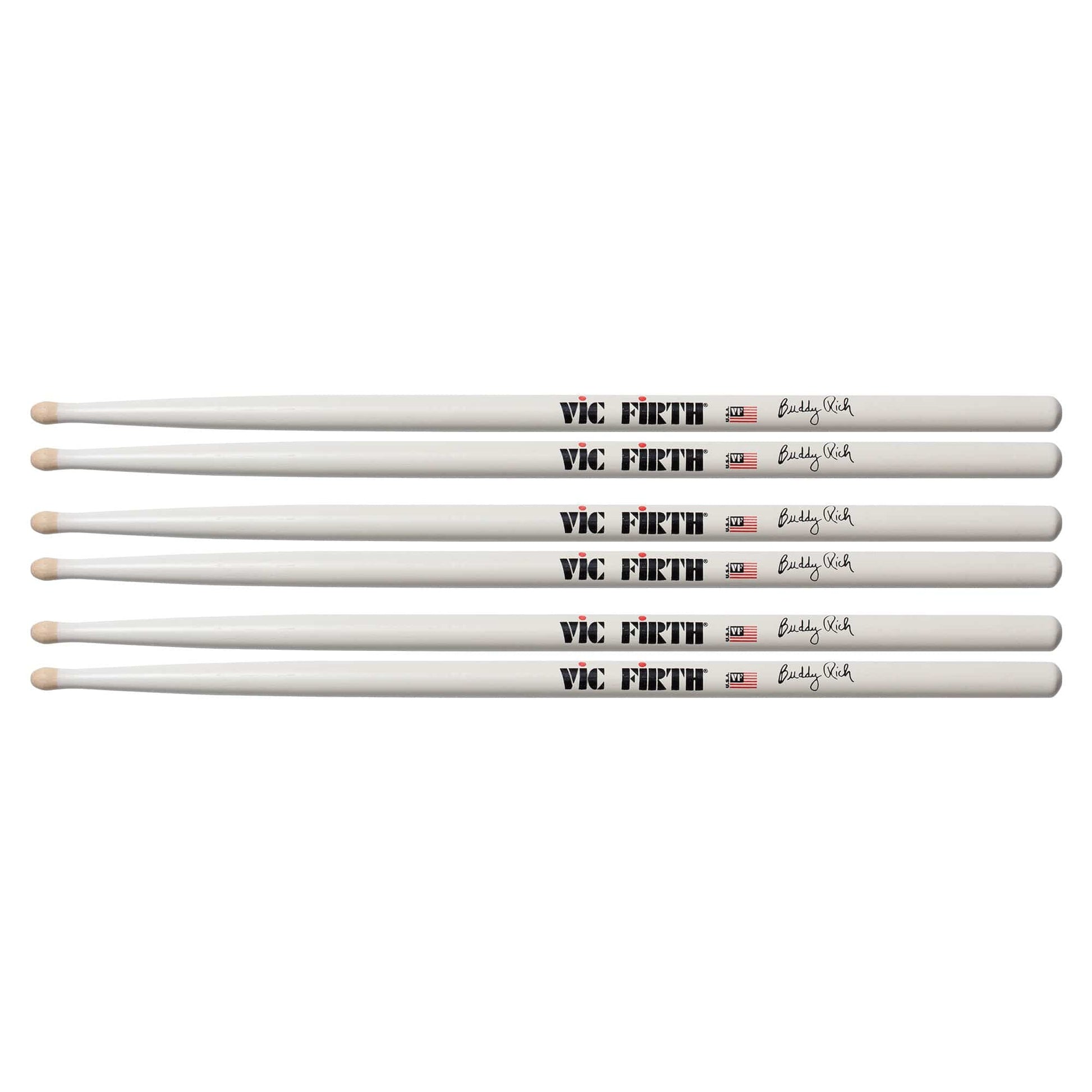 Vic Firth Buddy Rich Wood Tip Signature Drum Sticks (3 Pair Bundle) Drums and Percussion / Parts and Accessories / Drum Sticks and Mallets