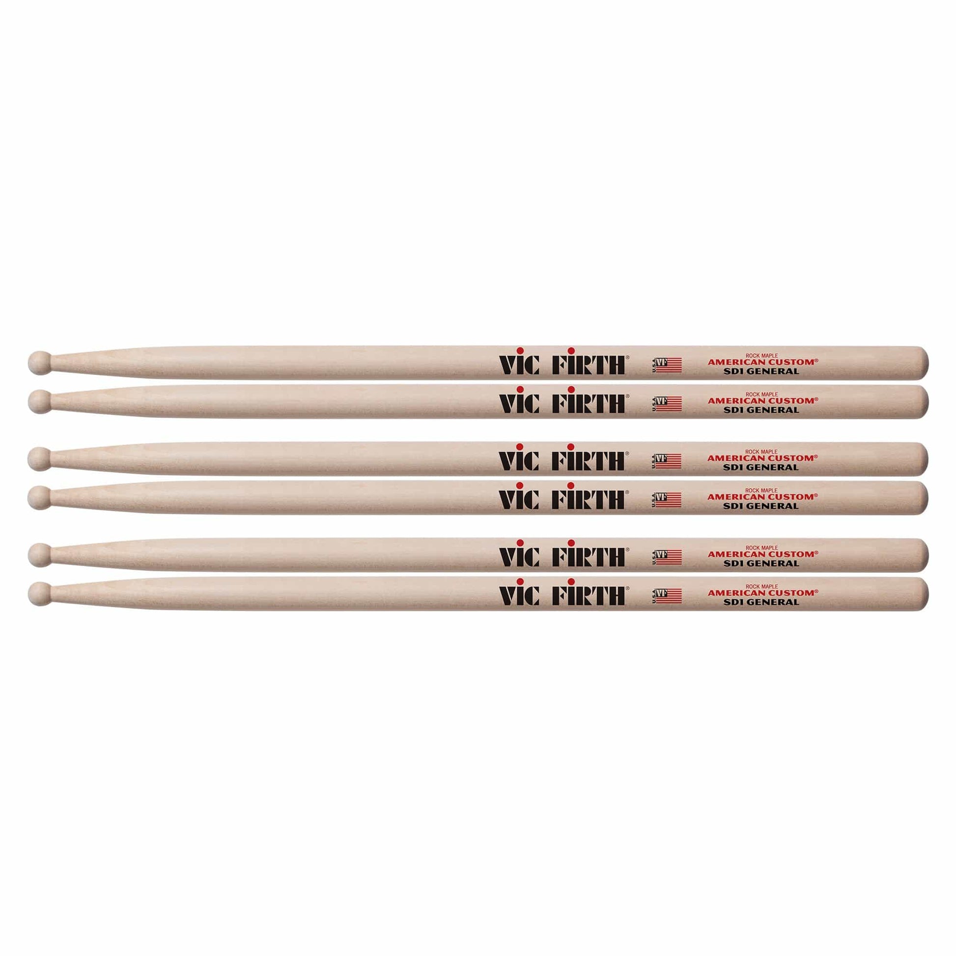 Vic Firth SD1 General Wood Tip Drum Sticks (3 Pair Bundle) Drums and Percussion / Parts and Accessories / Drum Sticks and Mallets