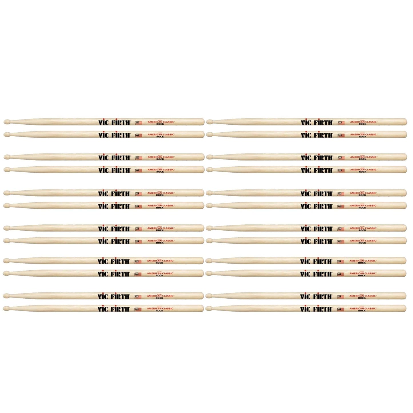 Vic Firth Wood Tip Rock Drum Stick (12 Pair Bundle) Drums and Percussion / Parts and Accessories / Drum Sticks and Mallets