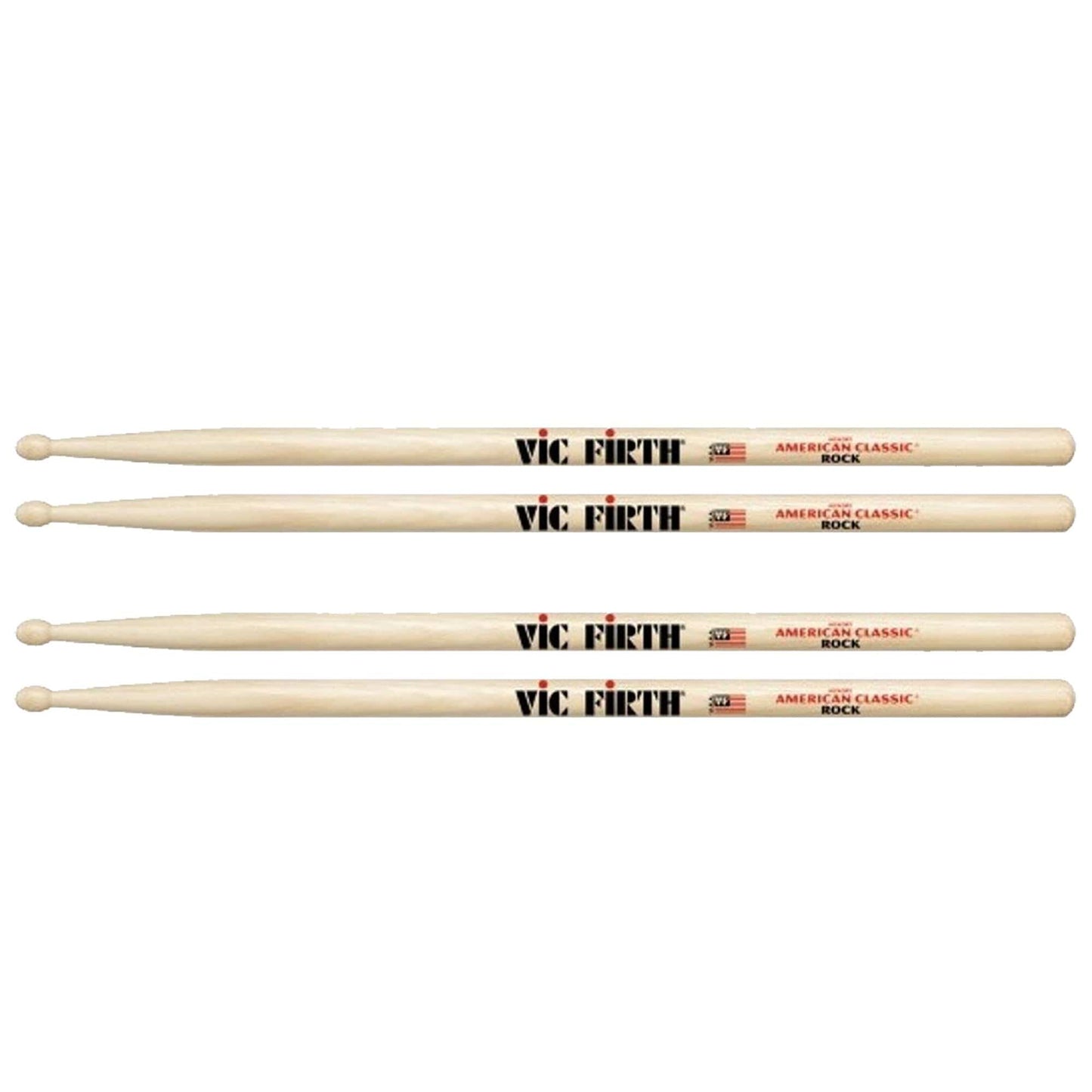 Vic Firth Wood Tip Rock Drum Stick (2 Pair Bundle) Drums and Percussion / Parts and Accessories / Drum Sticks and Mallets
