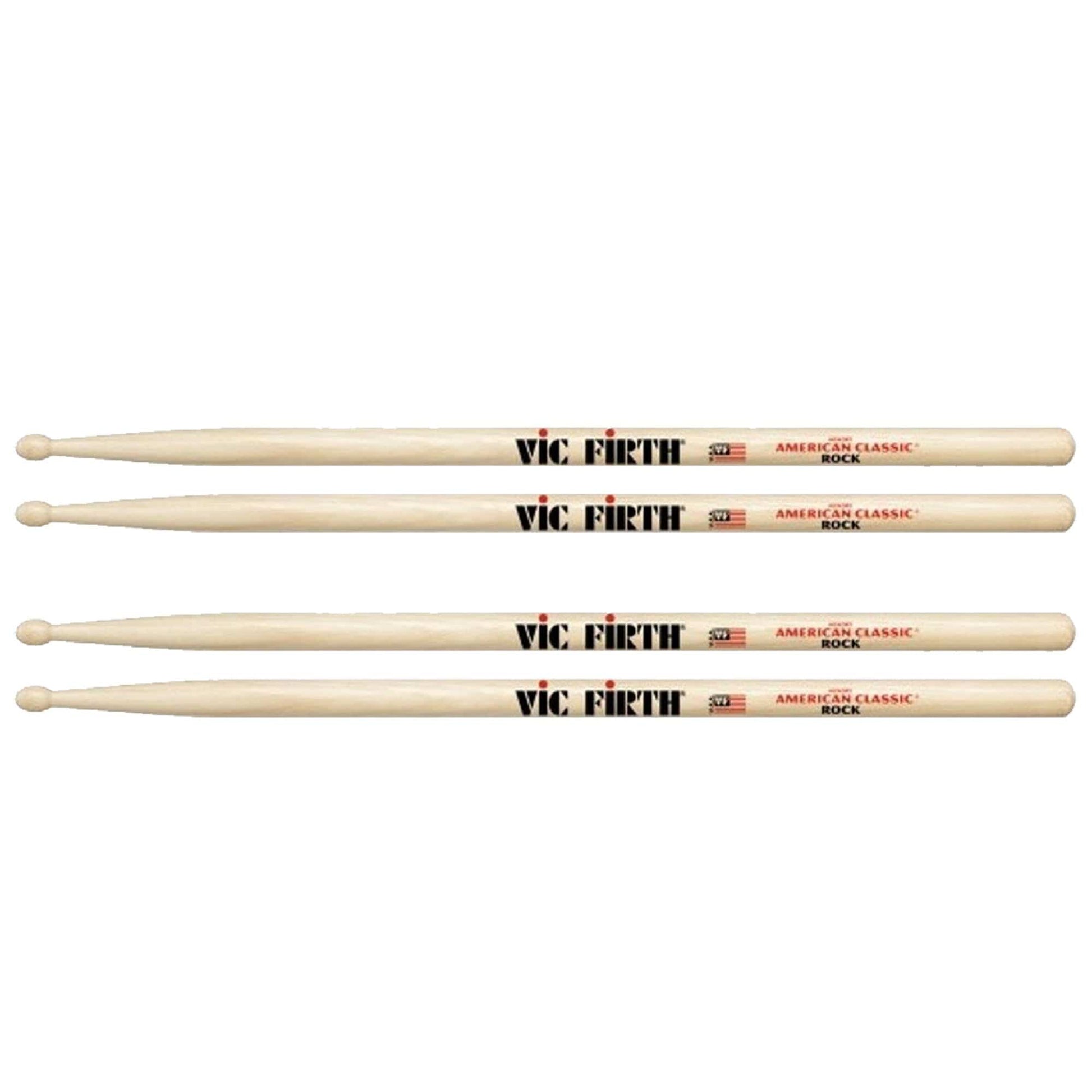 Vic Firth Wood Tip Rock Drum Stick (2 Pair Bundle) Drums and Percussion / Parts and Accessories / Drum Sticks and Mallets