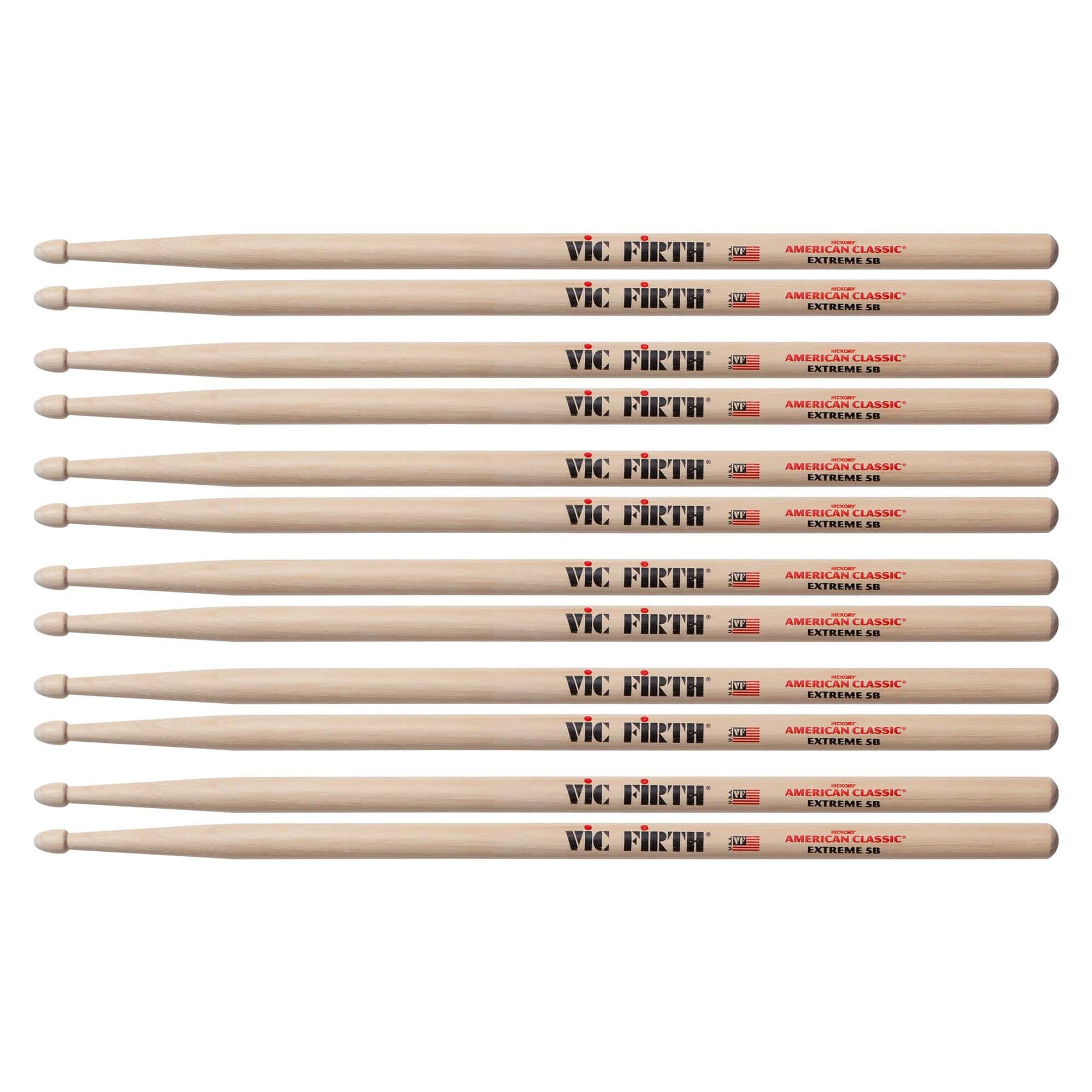 Vic Firth X5B Extreme 5B Wood Tip Drum Sticks (6 Pair Bundle) Drums and Percussion / Parts and Accessories / Drum Sticks and Mallets