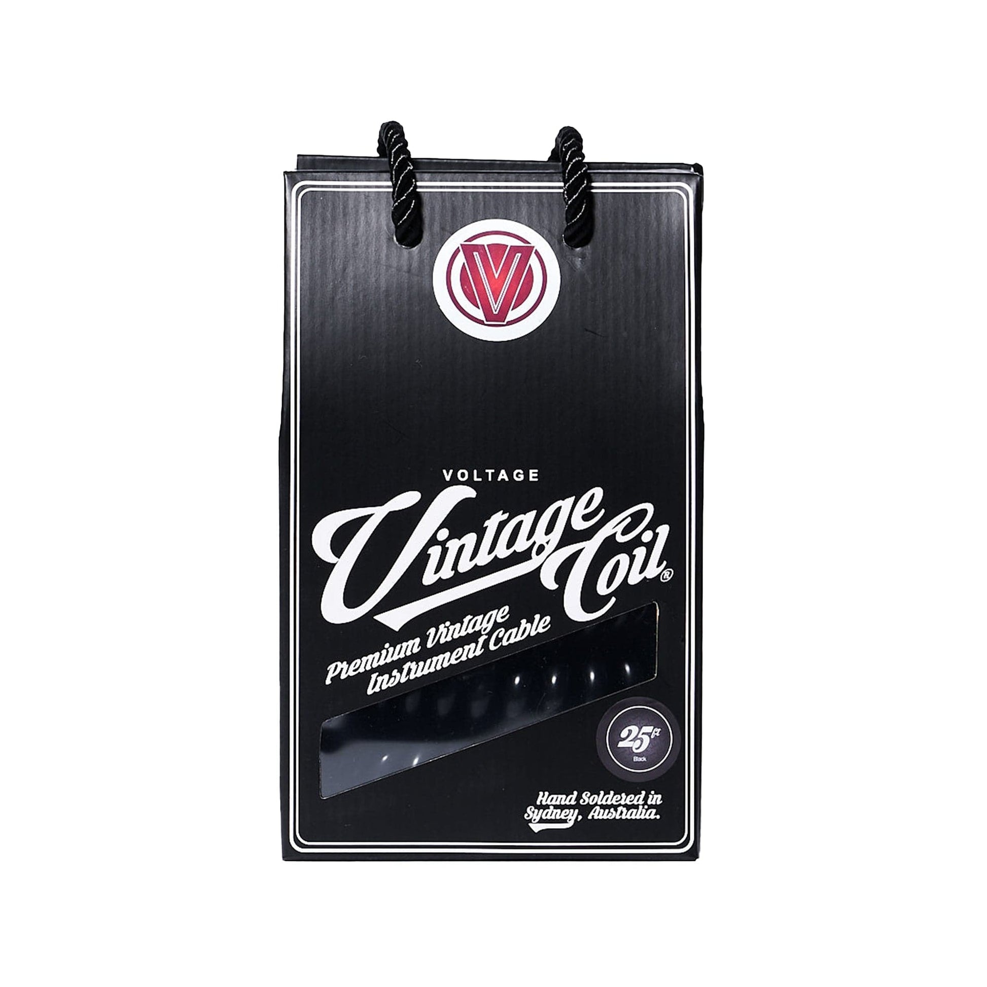 Voltage Cable Co. Vintage Coil Instrument Cable 25' Straight - Right Angle Black Accessories / Cables
