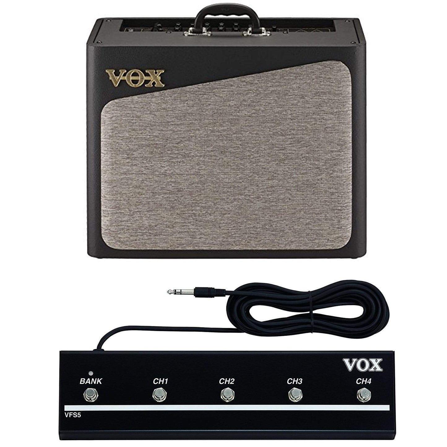 Vox AV30G 30W 1x10" Analog Modeling Combo Amp Bundle w/ Vox VT Series 5 Button Footswitch Amps / Guitar Combos