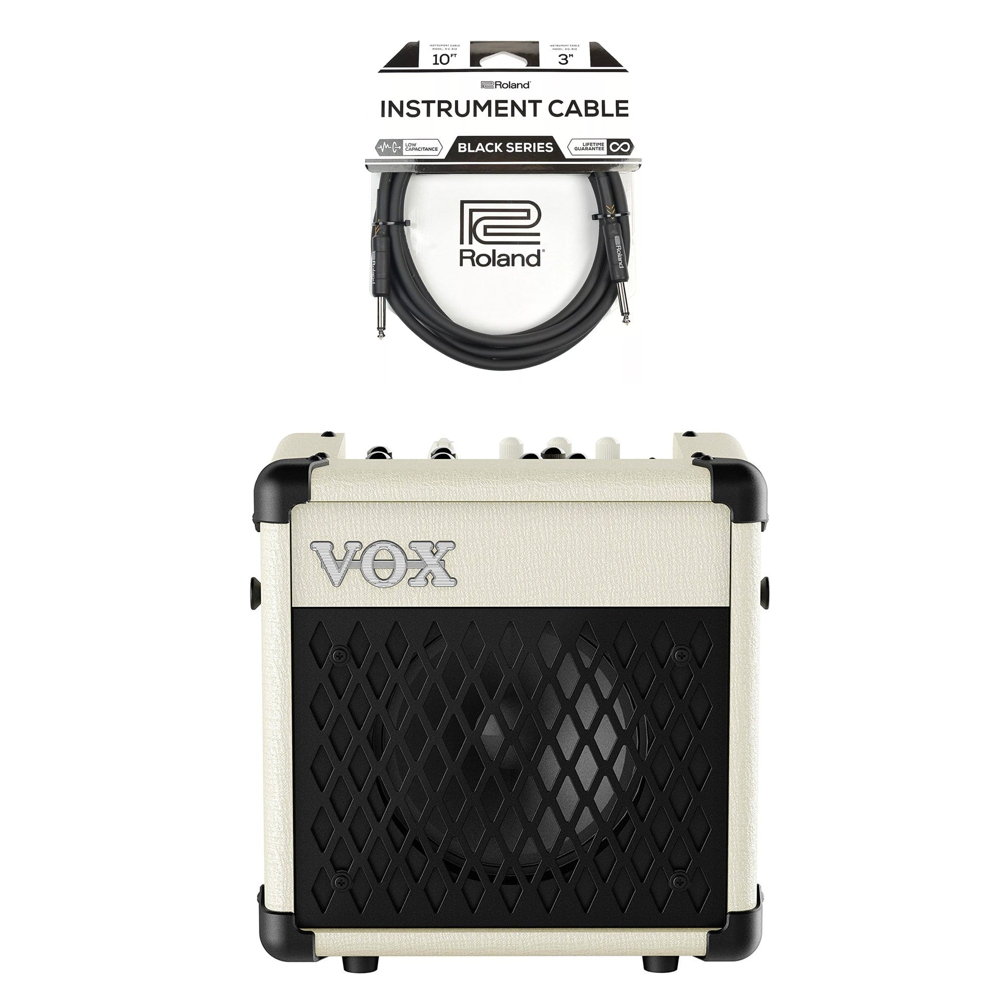 Vox Mini5 Rhythm Ivory Cable Bundle Amps / Guitar Combos