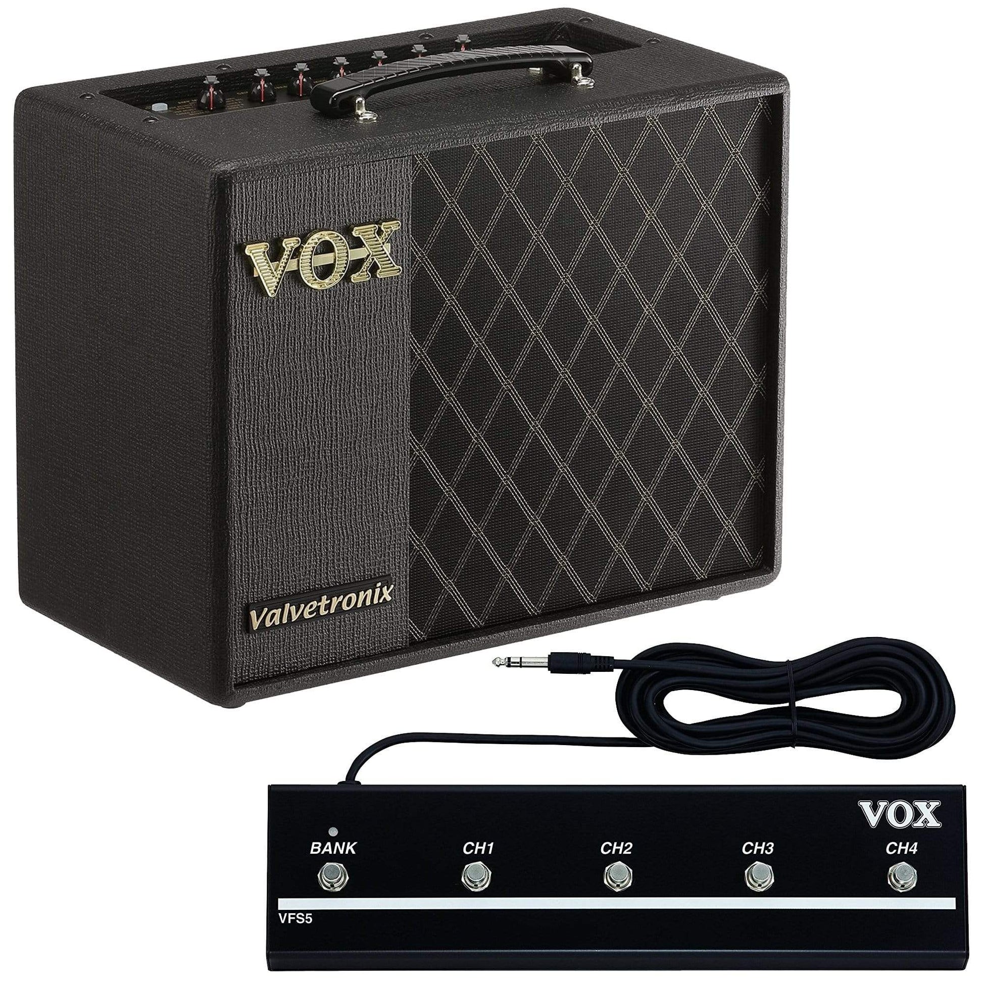 Vox VT20X 20W 1x8" Combo Bundle w/ Vox VT Series 5 Button Footswitch Amps / Guitar Combos