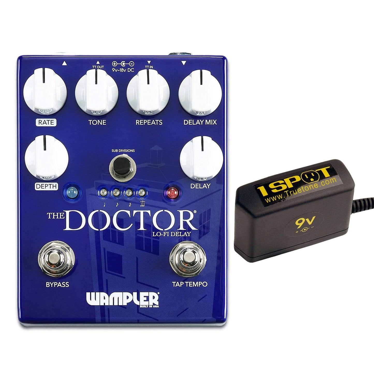 Wampler The Doctor Lo-Fi Delay Bundle w/ Truetone 1 Spot Space Saving 9v Adapter Effects and Pedals / Delay