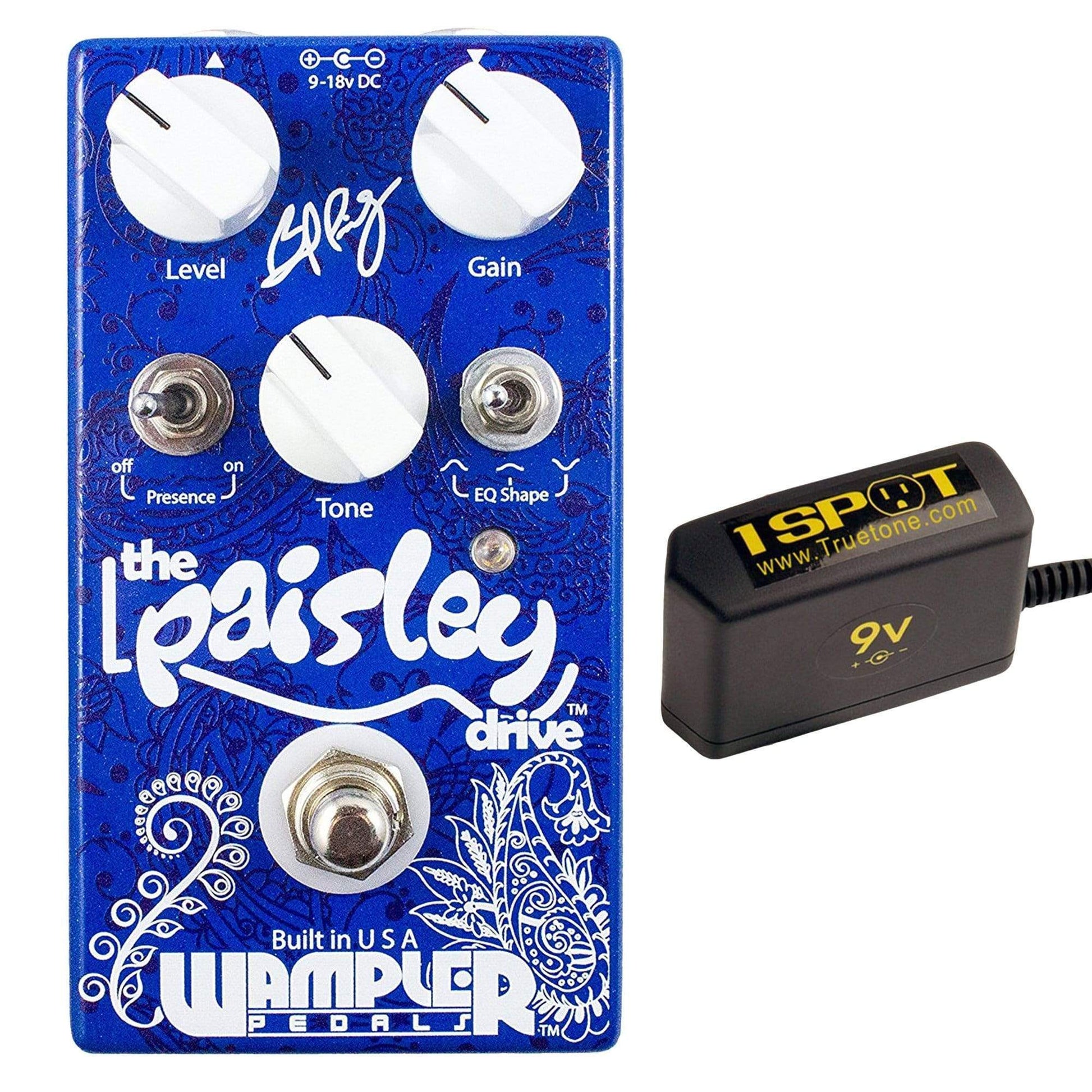 Wampler Paisley Drive v2 Bundle w/ Truetone 1 Spot Space Sacing 9v Adapter Effects and Pedals / Overdrive and Boost