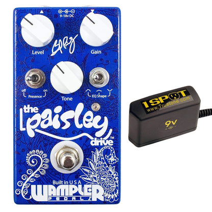 Wampler Paisley Drive v2 Bundle w/ Truetone 1 Spot Space Sacing 9v Adapter Effects and Pedals / Overdrive and Boost