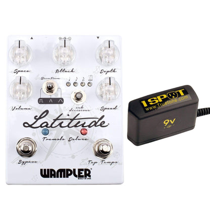 Wampler Latitude Tremolo Deluxe Bundle w/ Truetone 1 Spot Space Saving 9v Adapter Effects and Pedals / Tremolo and Vibrato