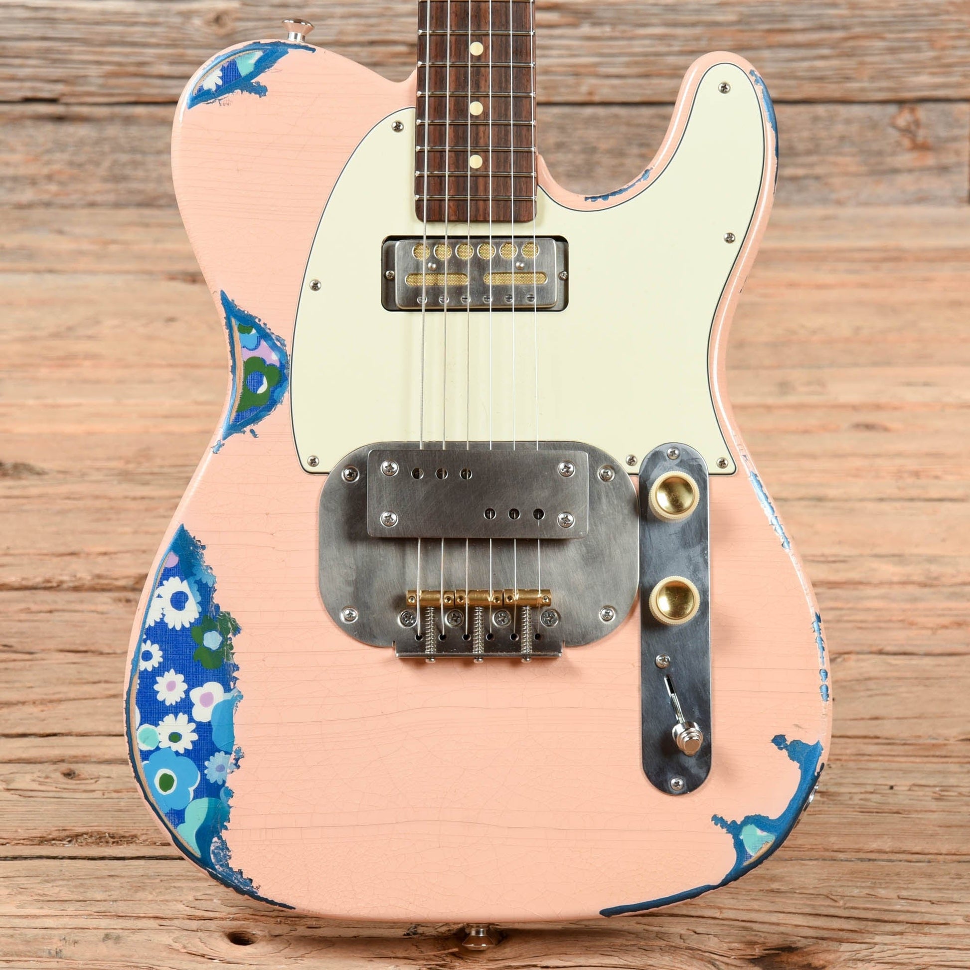 Waterslide "Coodercaster" T-Style Pink Over Flower 2020 Electric Guitars / Solid Body