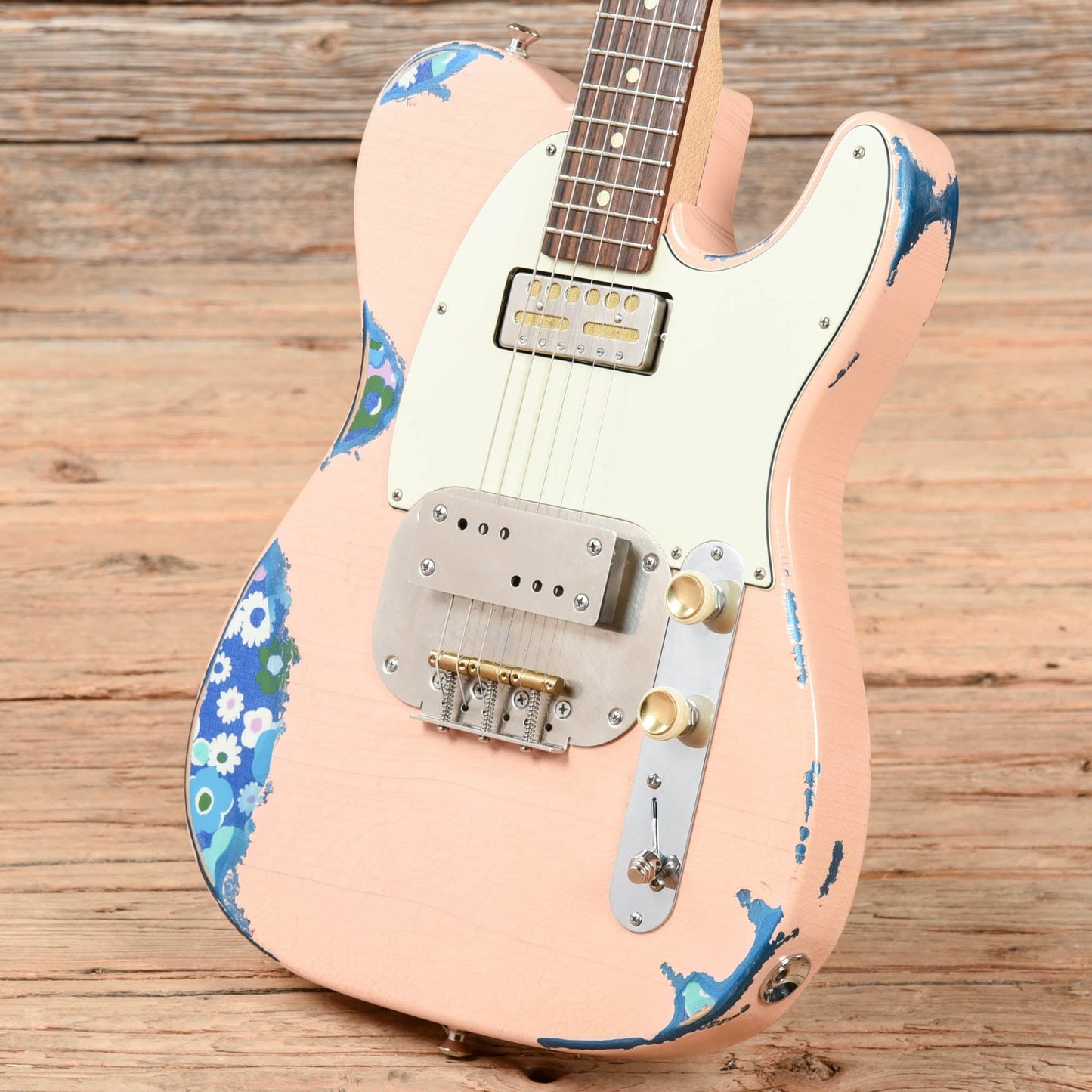 Waterslide "Coodercaster" T-Style Pink Over Flower 2020 Electric Guitars / Solid Body