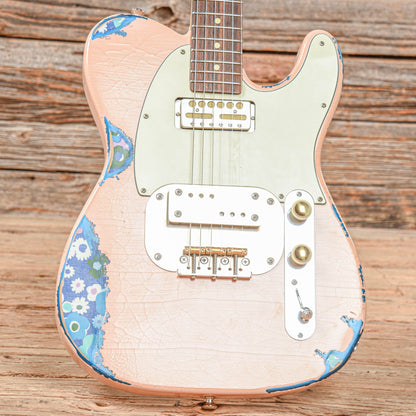 Waterslide "Coodercaster" T-Style Pink Over Flower 2020 Electric Guitars / Solid Body