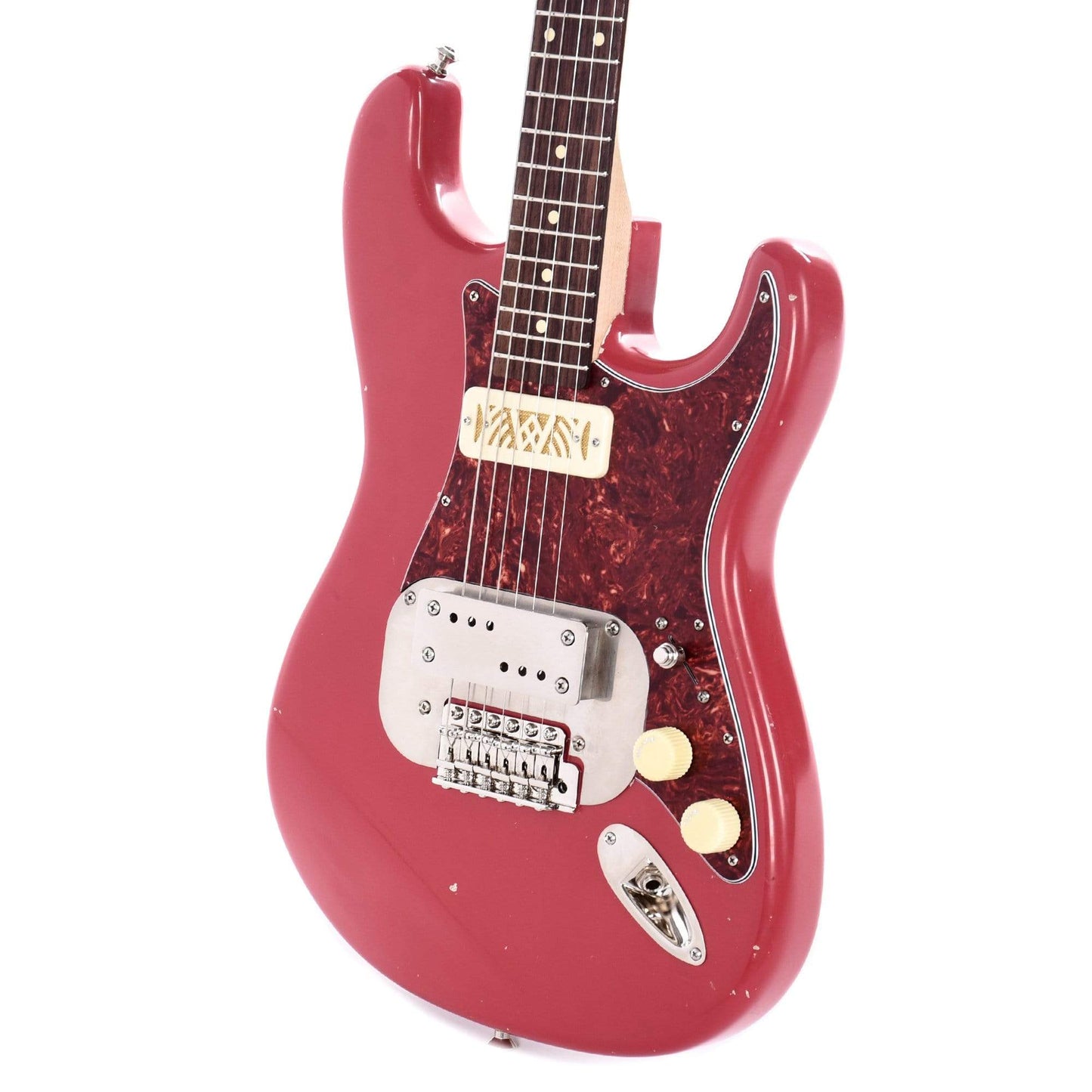 Waterslide S-Style Coodercaster Aged Faded Fiesta Red w/Mojo Lap Steel & Gold Foil Pickups Electric Guitars / Solid Body