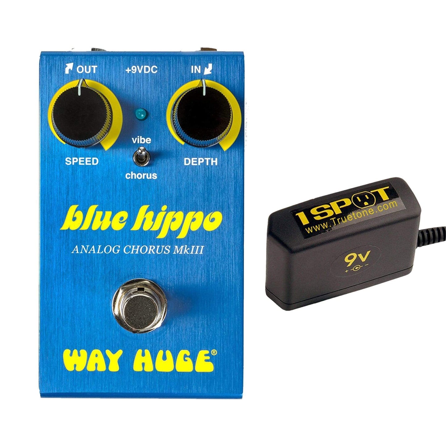 Way Huge Electronics WM61 Blue Hippo Mini Analog Chorus Bundle w/ Truetone 1 Spot Space Saving 9v Adapter Effects and Pedals / Chorus and Vibrato
