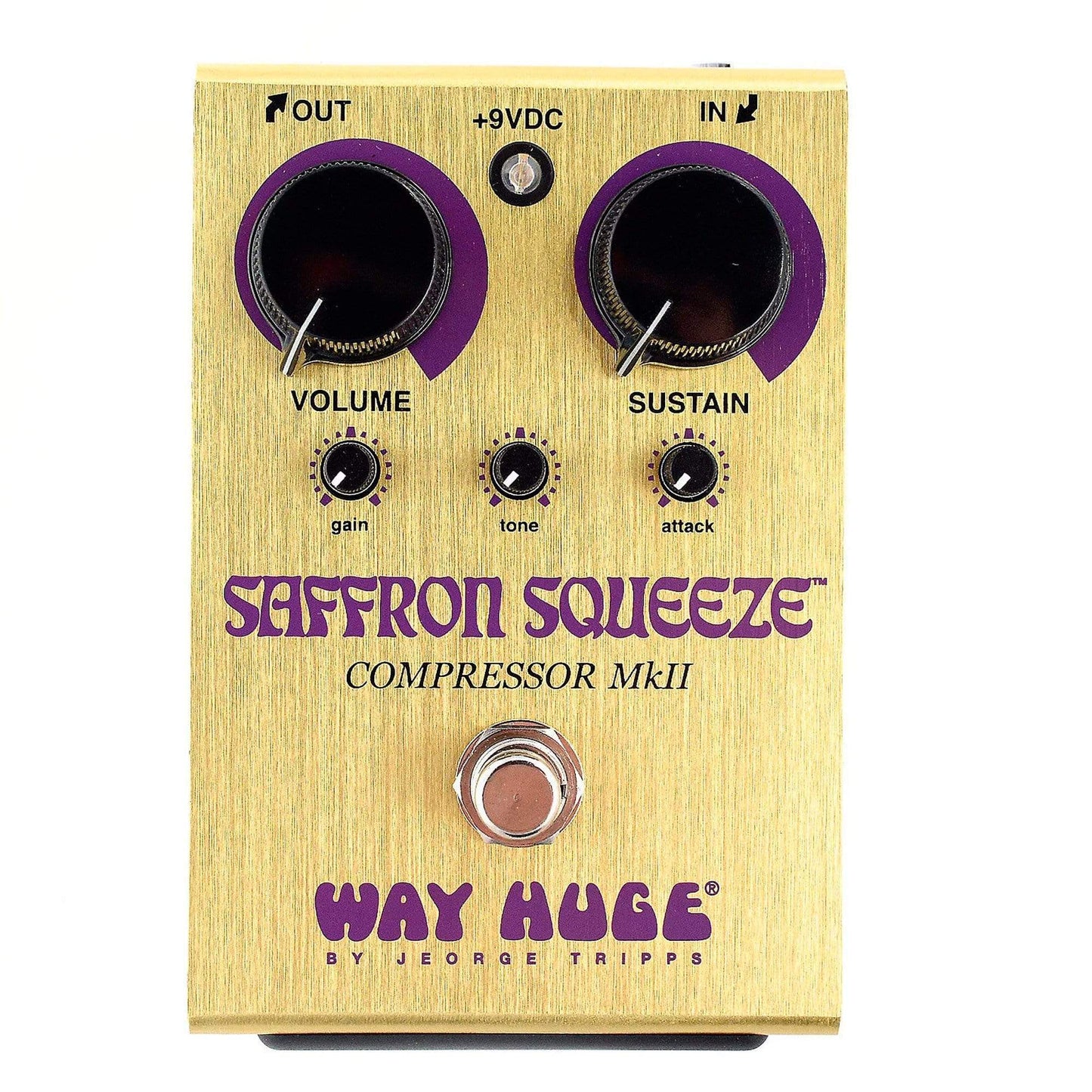 Way Huge WHE103 Saffron Squeeze Compressor Bundle w/ Truetone 1 Spot Space Saving 9v Adapter Effects and Pedals / Compression and Sustain