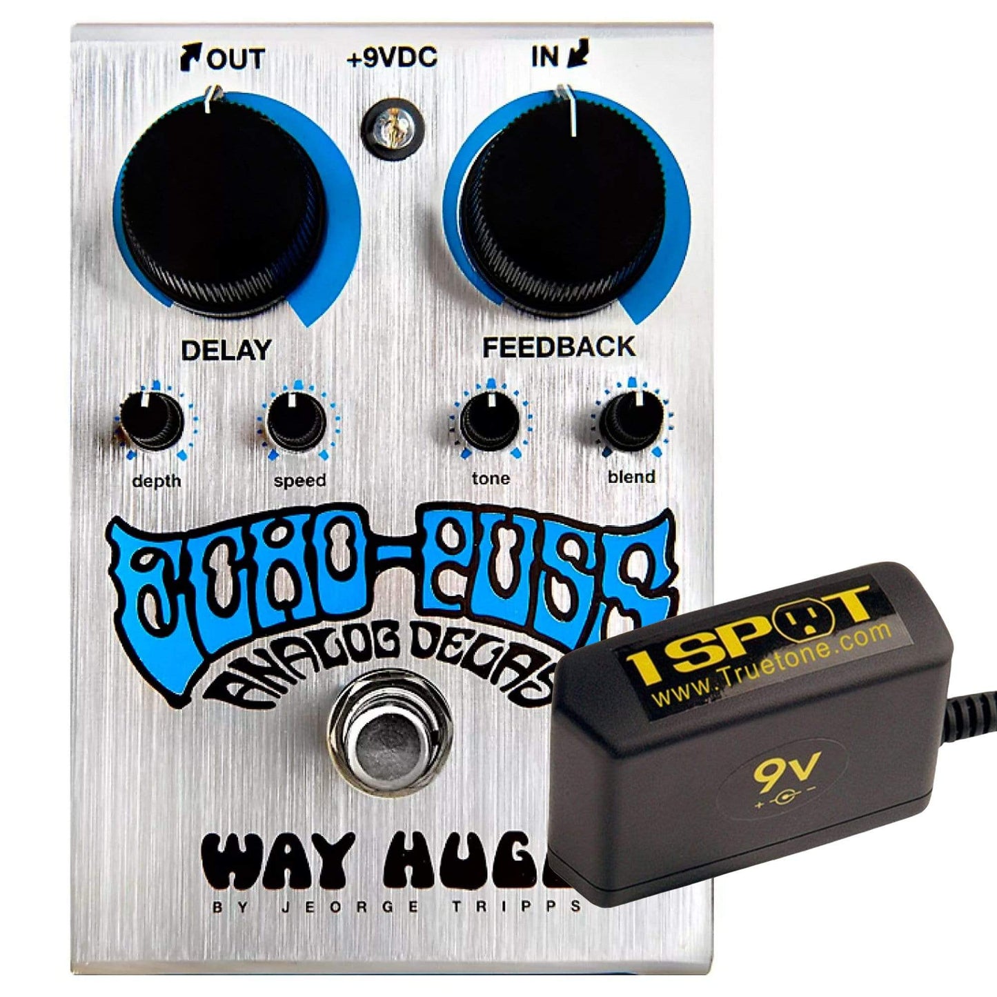Way Huge WHE702S Echo-Puss Analog Delay Bundle w/ Truetone 1 Spot Space Saving 9v Adapter Effects and Pedals / Delay