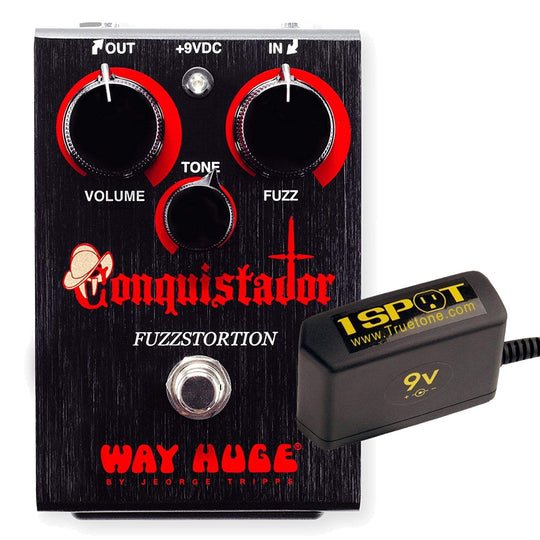 Way Huge Conquistador Fuzzstortion Bundle w/ Truetone 1 Spot Space Saving 9v Adapter Effects and Pedals / Fuzz