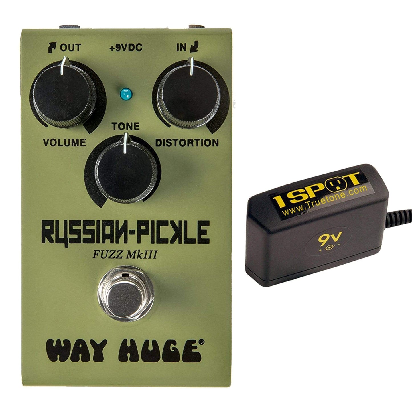 Way Huge Electronics WM42 Russian Pickle Mini Fuzz Bundle w/ Truetone 1 Spot Space Saving 9v Adapter Effects and Pedals / Fuzz