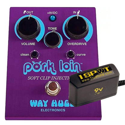 Way Huge WHE201 Pork Loin Overdrive Bundle w/ Truetone 1 Spot Space Saving 9v Adapter Effects and Pedals / Overdrive and Boost