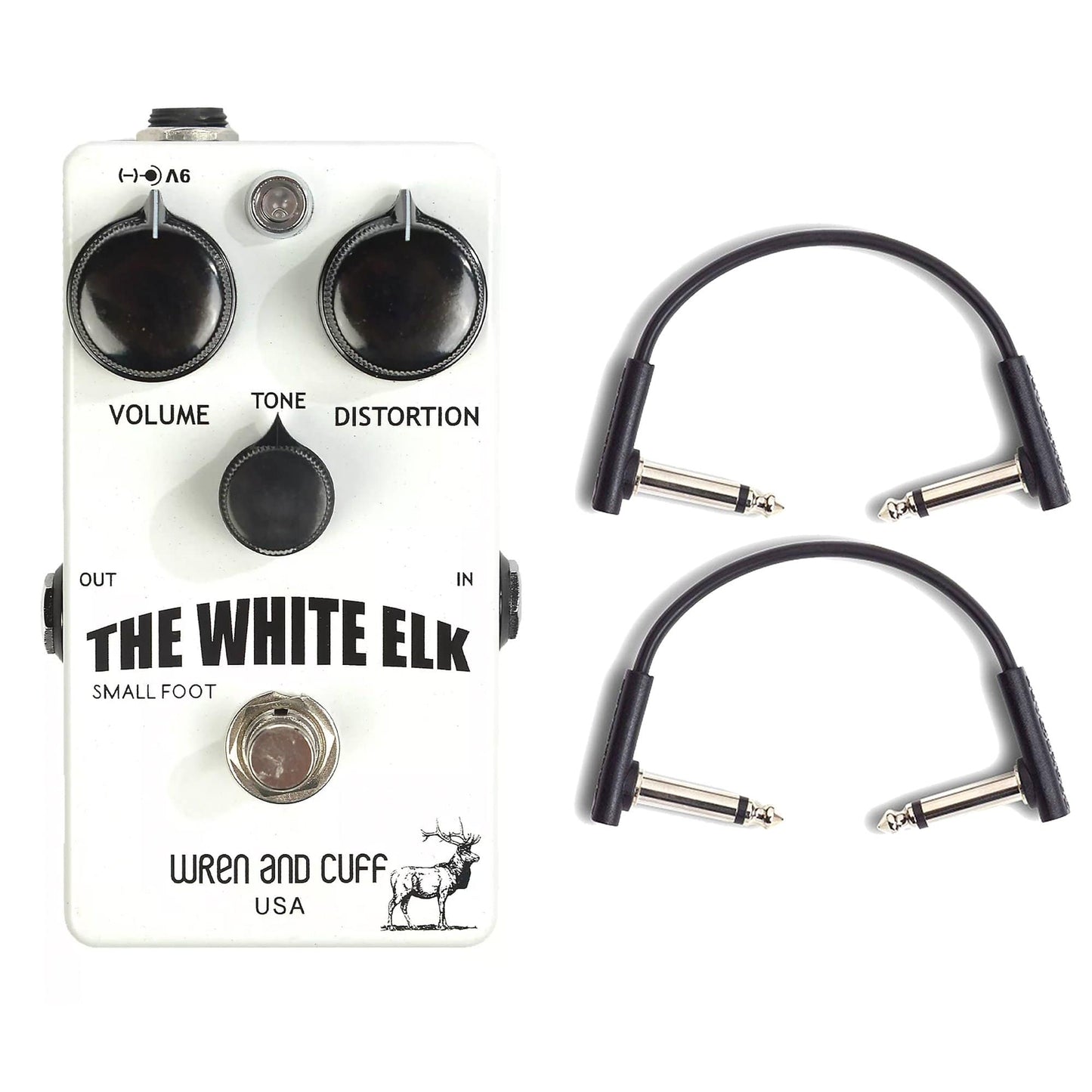 Wren and Cuff White Elk Fuzz Pedal w/RockBoard Flat Patch Cables Bundle Effects and Pedals / Fuzz