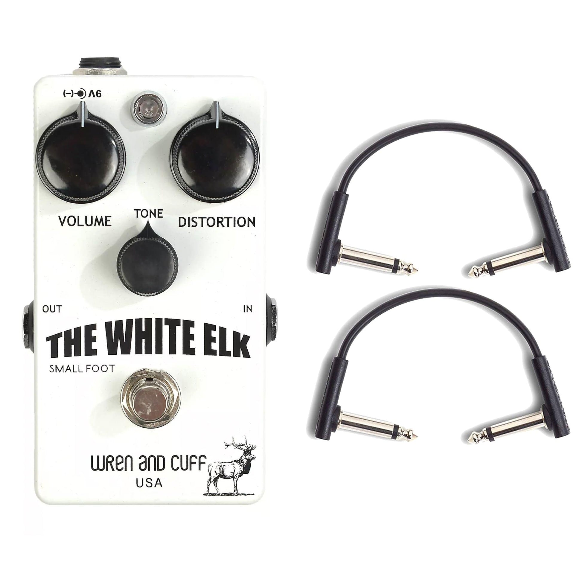 Wren and Cuff White Elk Fuzz Pedal w/RockBoard Flat Patch Cables Bundle Effects and Pedals / Fuzz