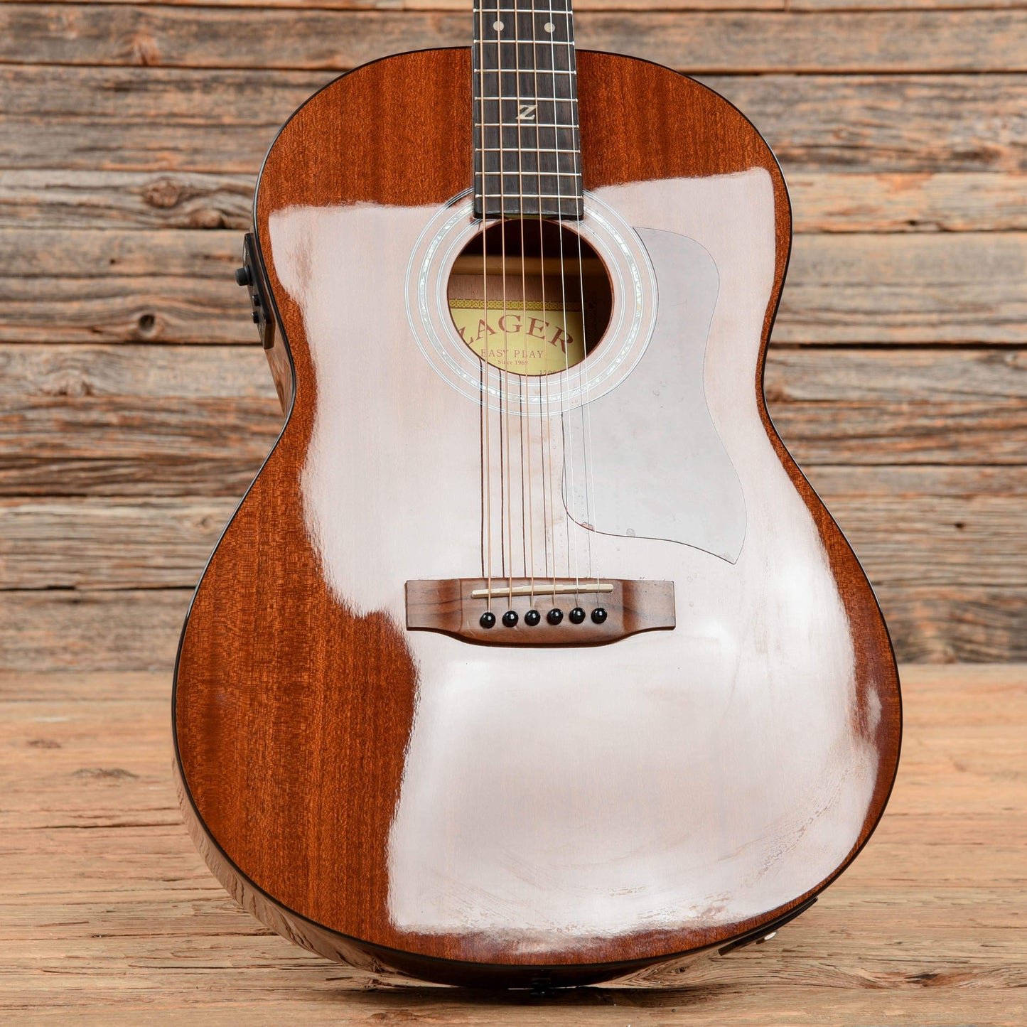 Zager Parlor Size Solid African Mahogany Acoustic Electric Natural 2017 Acoustic Guitars / Parlor