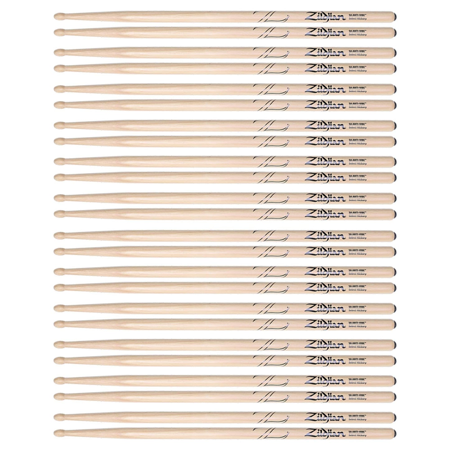 Zildjian 5A Anti-Vibe Wood Tip Drum Sticks (12 Pair Bundle) Drums and Percussion / Parts and Accessories / Drum Sticks and Mallets