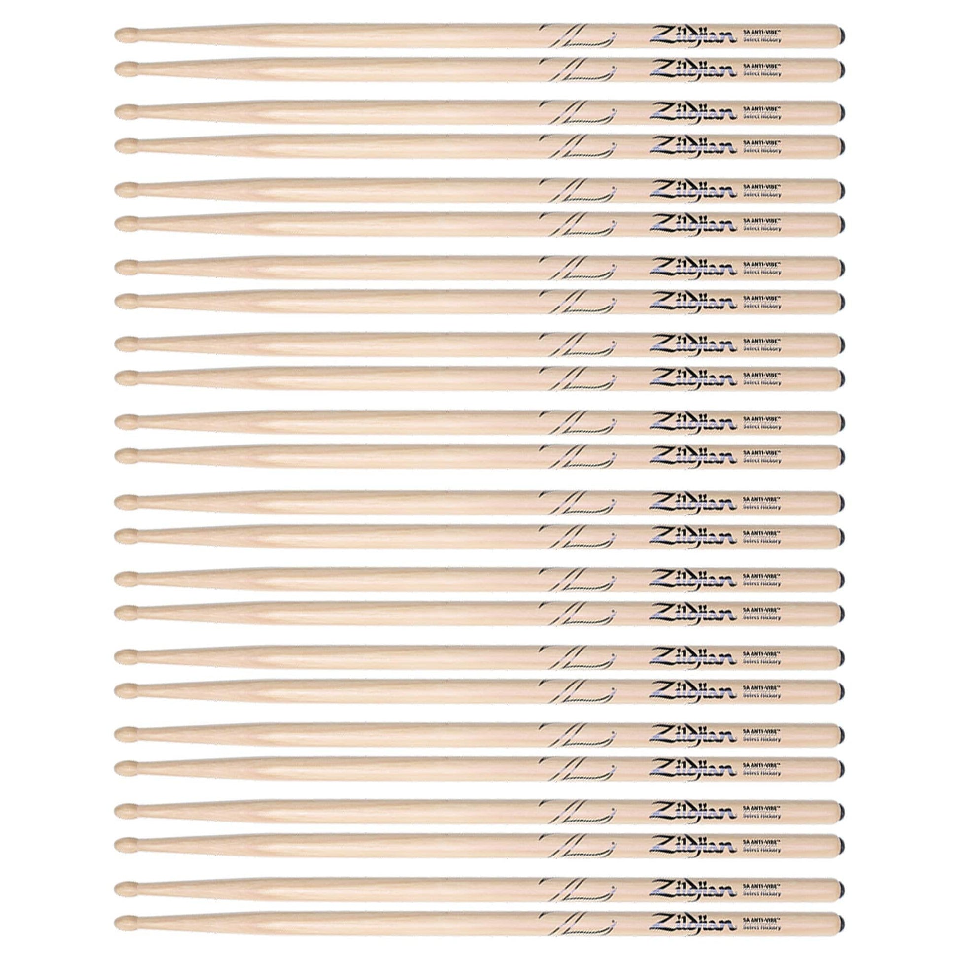 Zildjian 5A Anti-Vibe Wood Tip Drum Sticks (12 Pair Bundle) Drums and Percussion / Parts and Accessories / Drum Sticks and Mallets